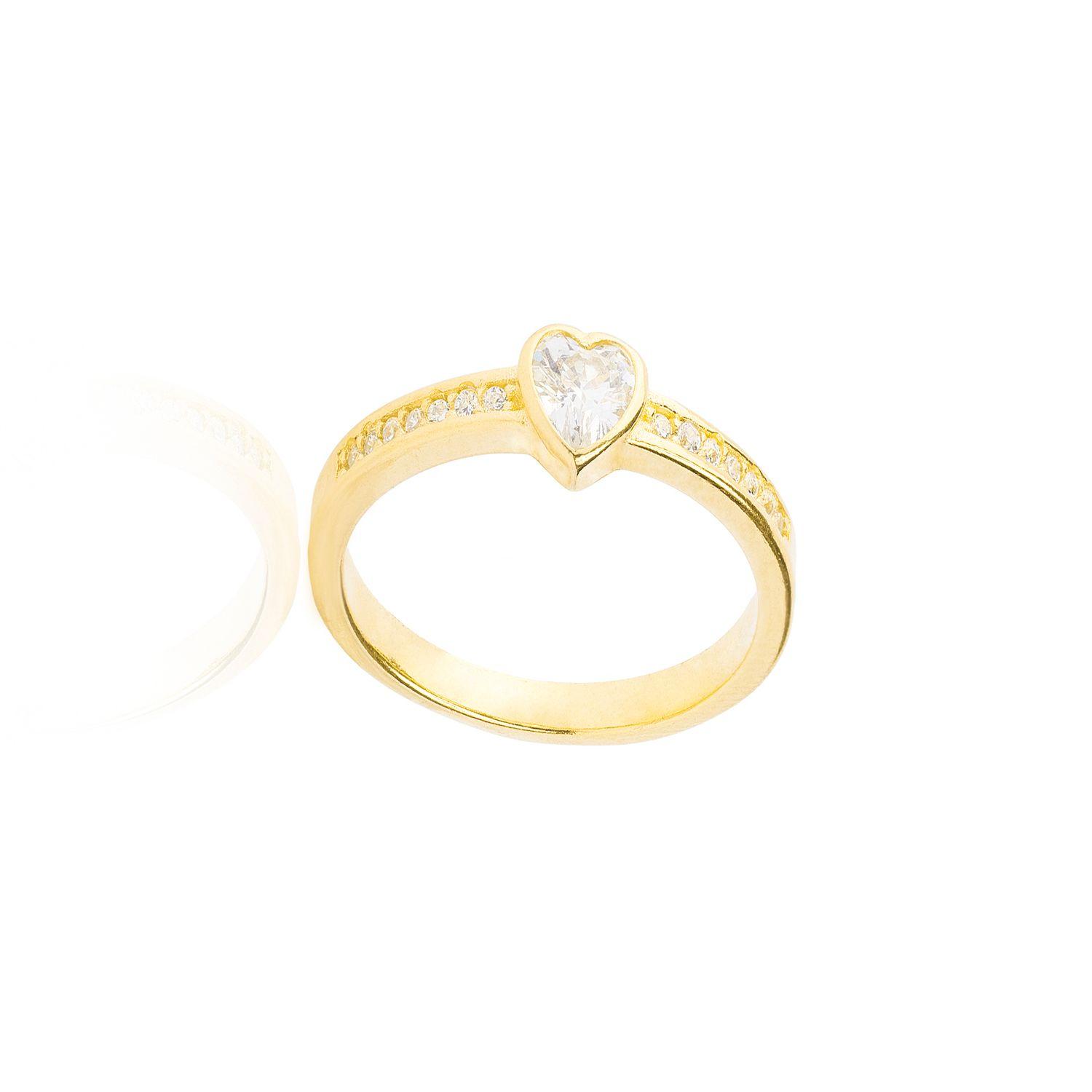 Anillo de Plata Esterlina 925 Revestido en Oro 18kt  Corazon-2