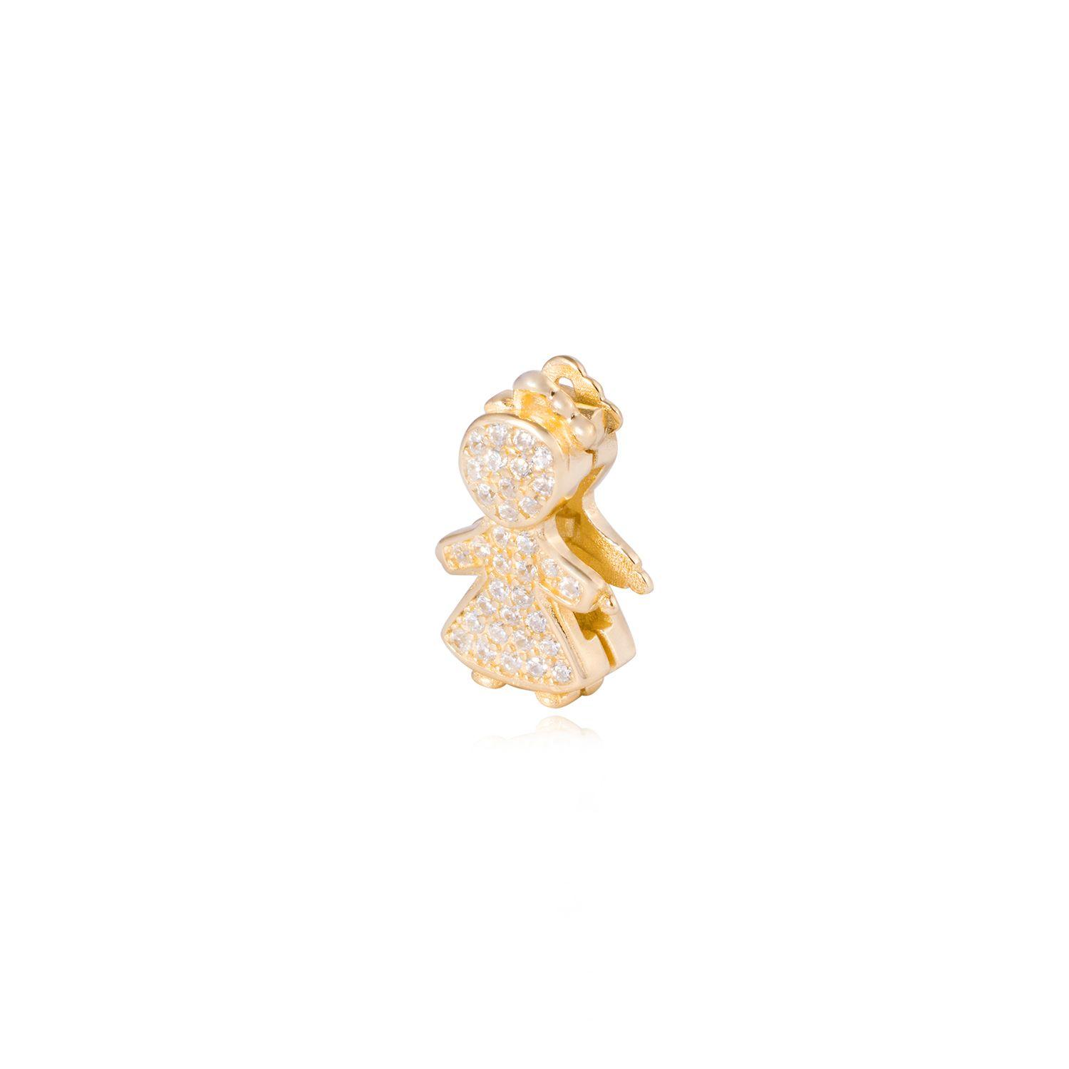 Dije de Plata broche Niña con Circonita Revestido en Oro 18kt-1