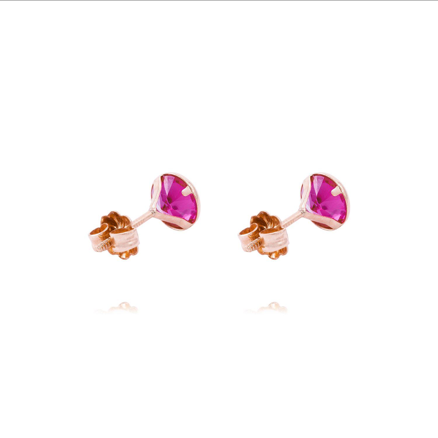 Aros Oro Miel 18kt  Rubí 5mm-2