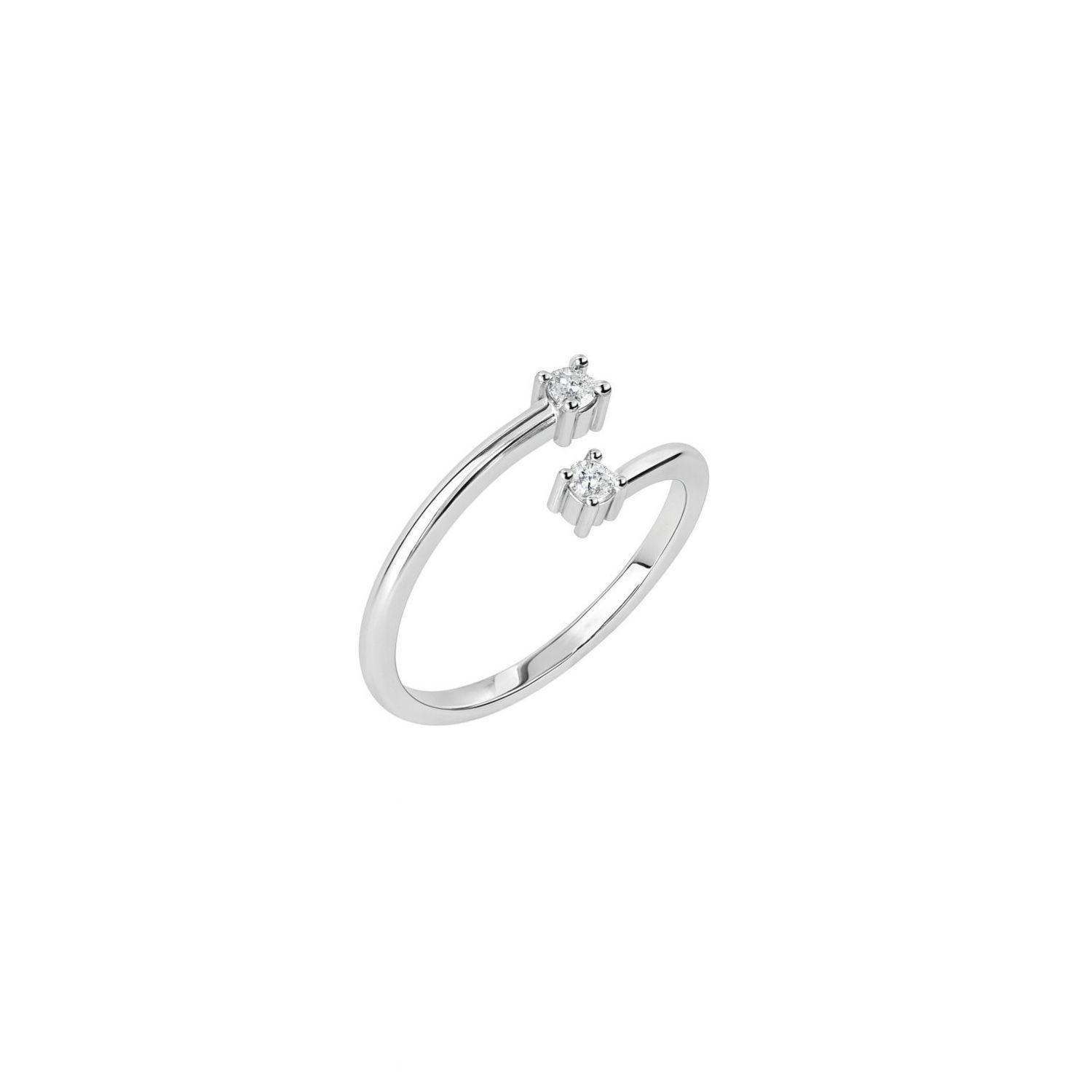 Anillo Oro Blanco 18kt Diamantes 10 Pts Cruzado-2