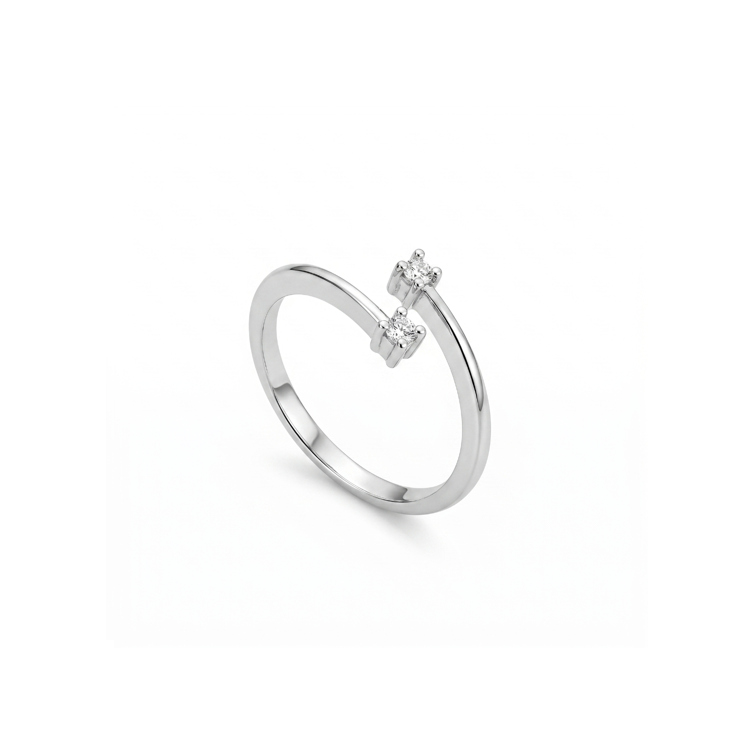 Anillo Oro Blanco 18kt Diamantes 10 Pts Cruzado-2