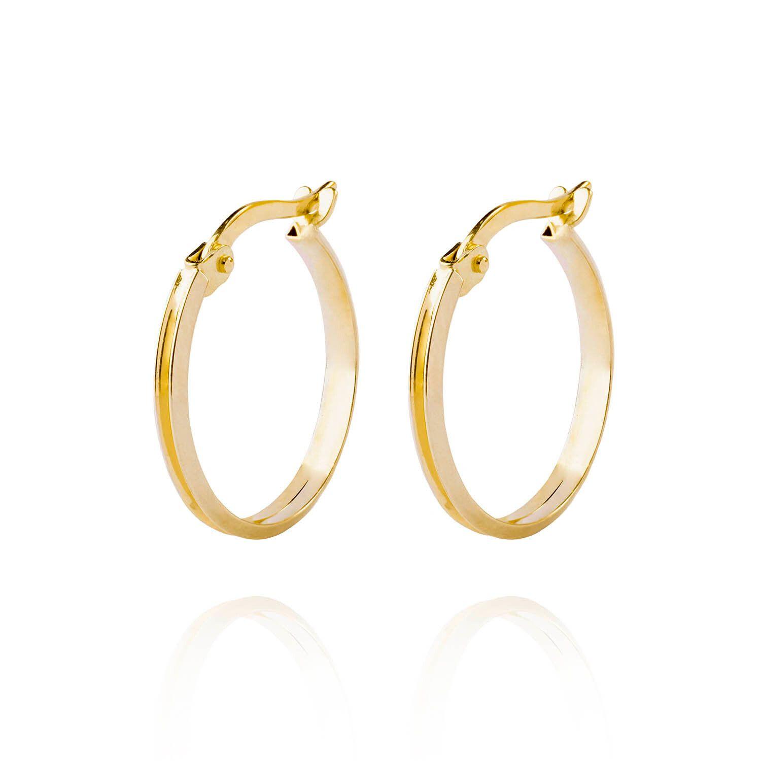 Aros de Oro 18kt Argollas de Bitono Biselada-2
