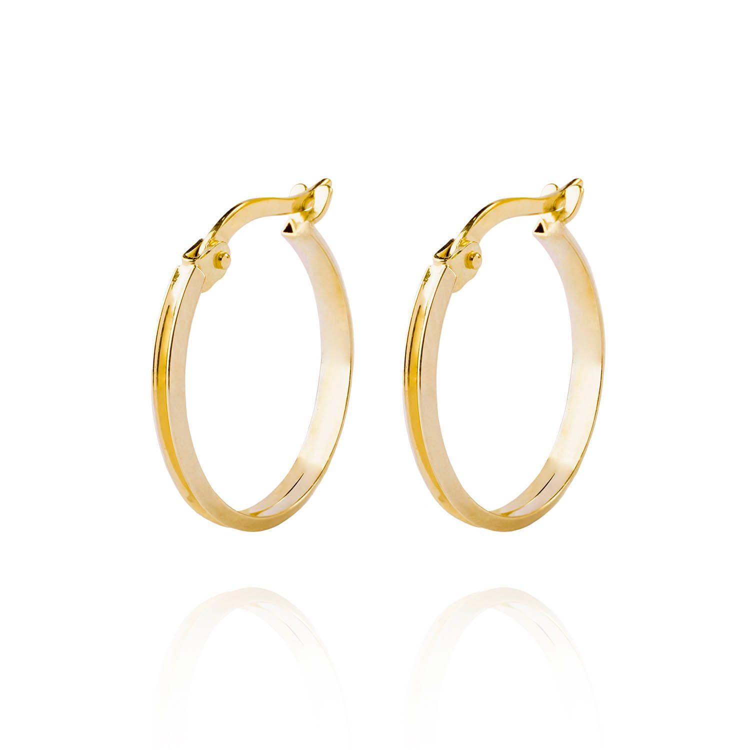 Aros de Oro 18kt Argollas de Bitono Biselada-0