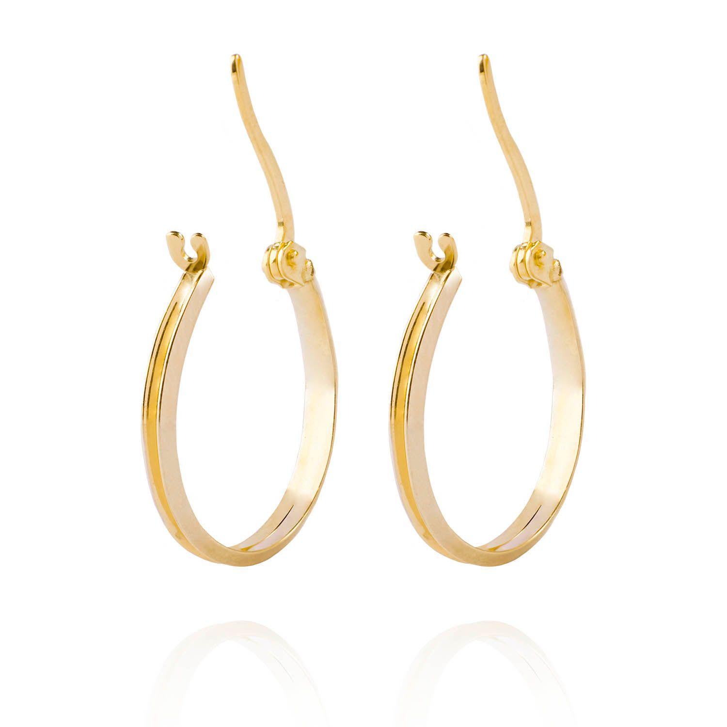 Aros de Oro 18kt Argollas de Bitono Biselada-1