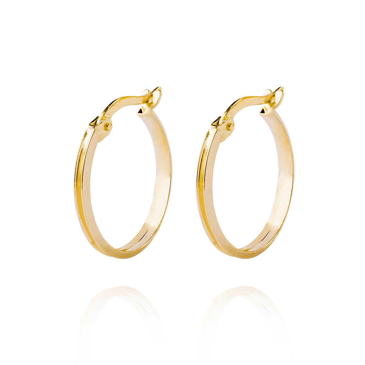 Aros de Oro 18kt Argollas de Bitono Biselada-2