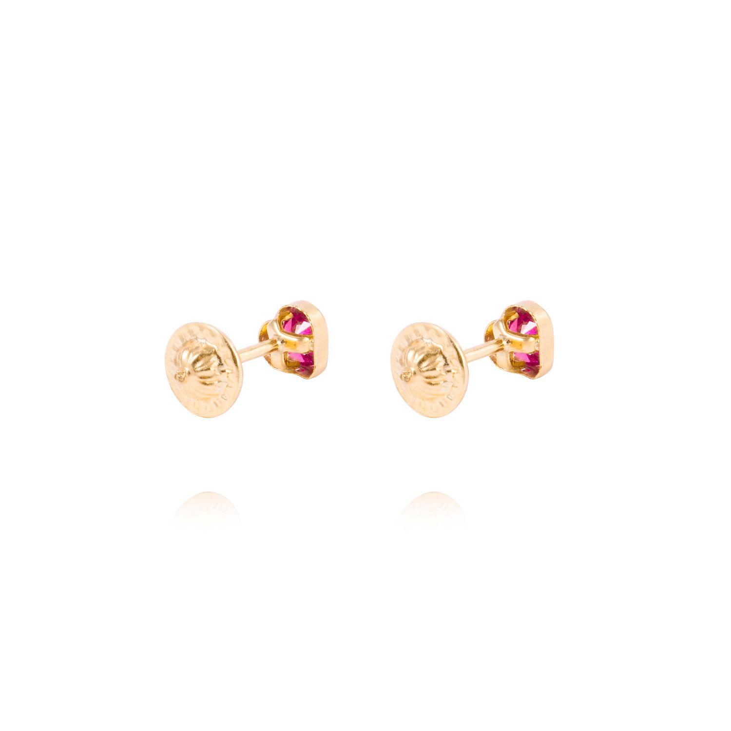 Aros de Oro 18kt Corazón Rubí-2