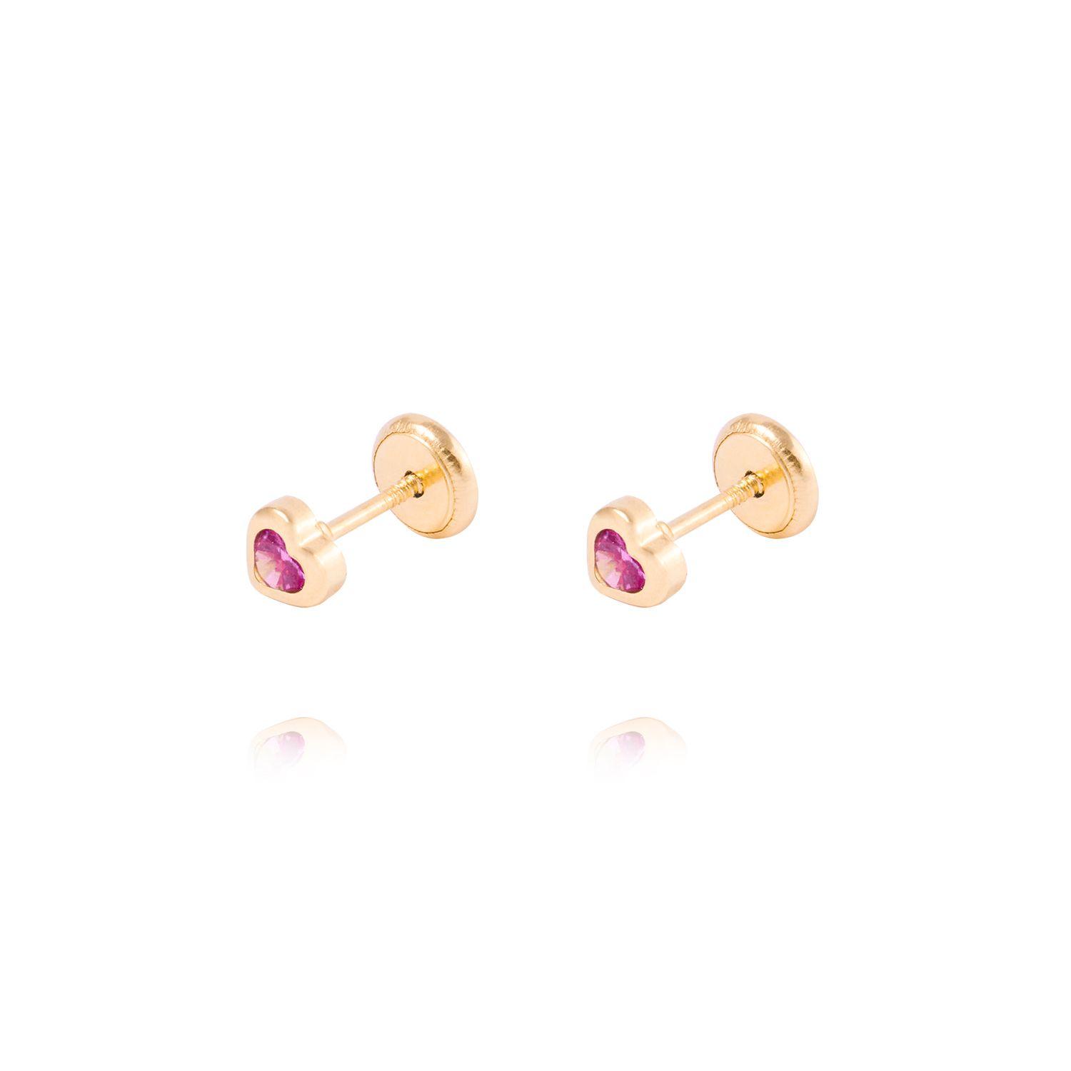 Aros de Oro 18kt Corazón Rubí-0