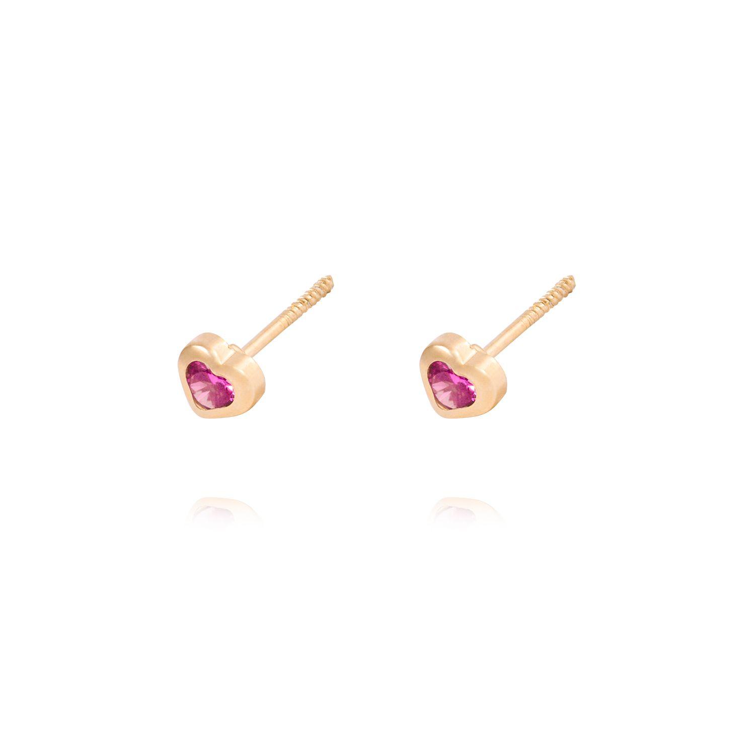 Aros de Oro 18kt Corazón Rubí-1