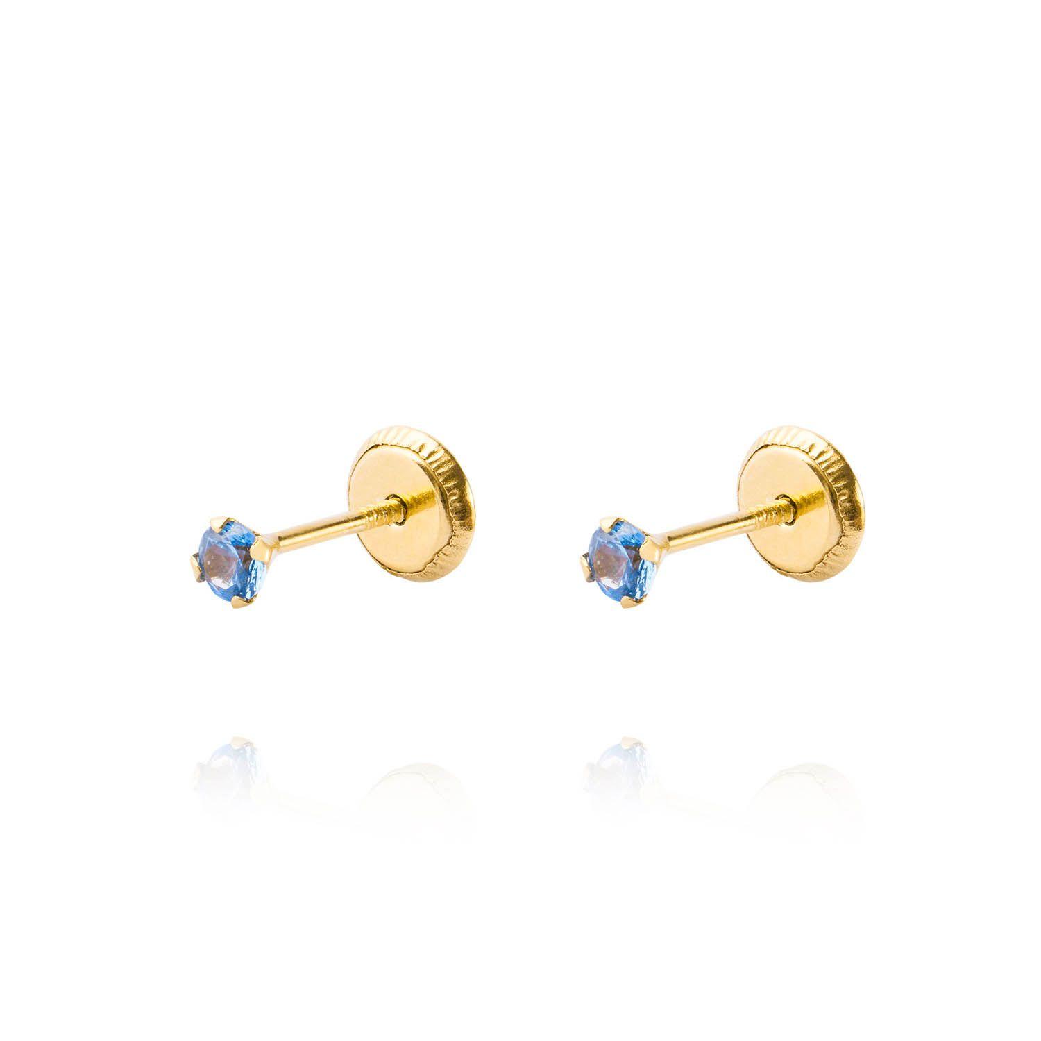 Aros de Oro 18kt Piedra de Agua Marina 2,5mm-0