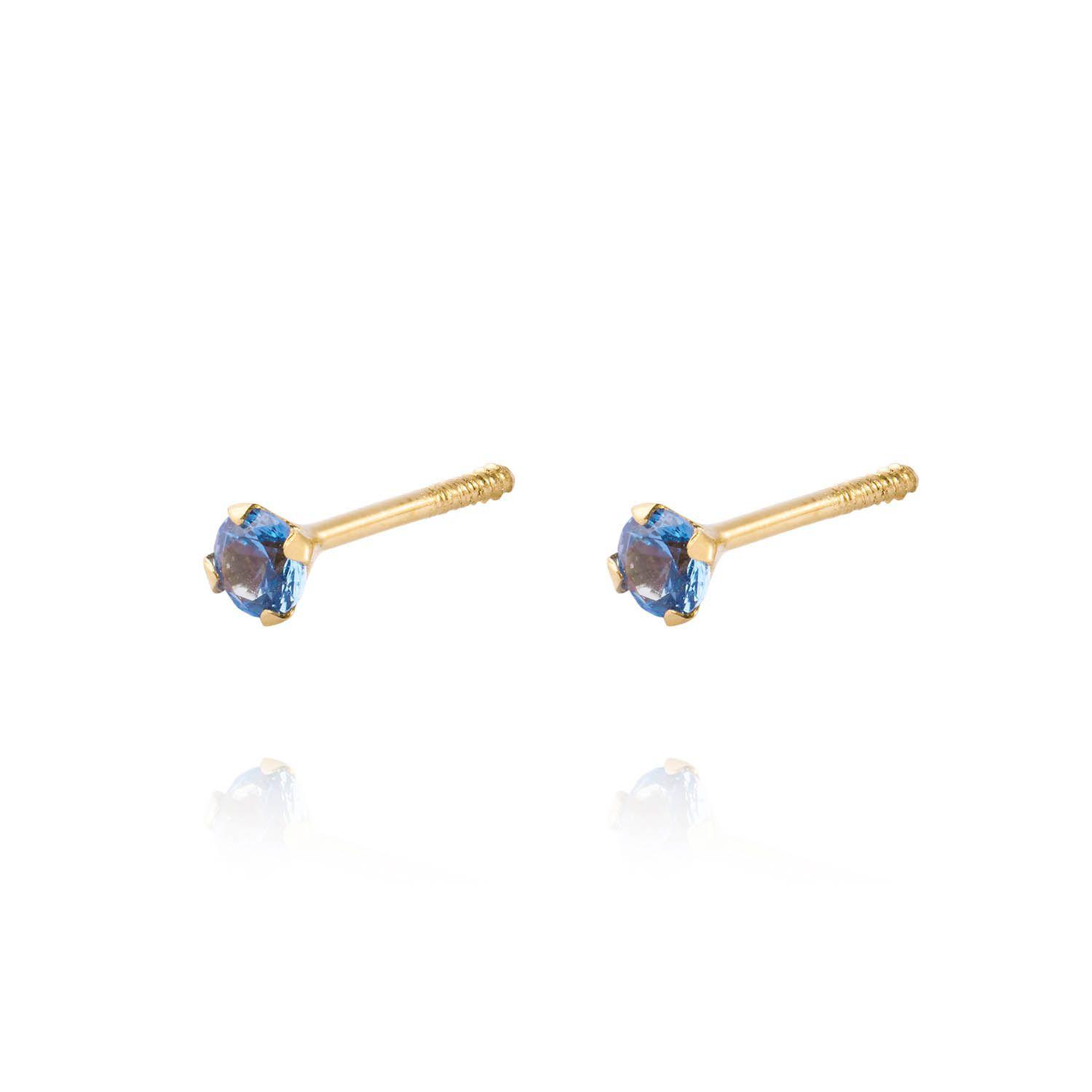 Aros de Oro 18kt Piedra de Agua Marina 2,5mm-1