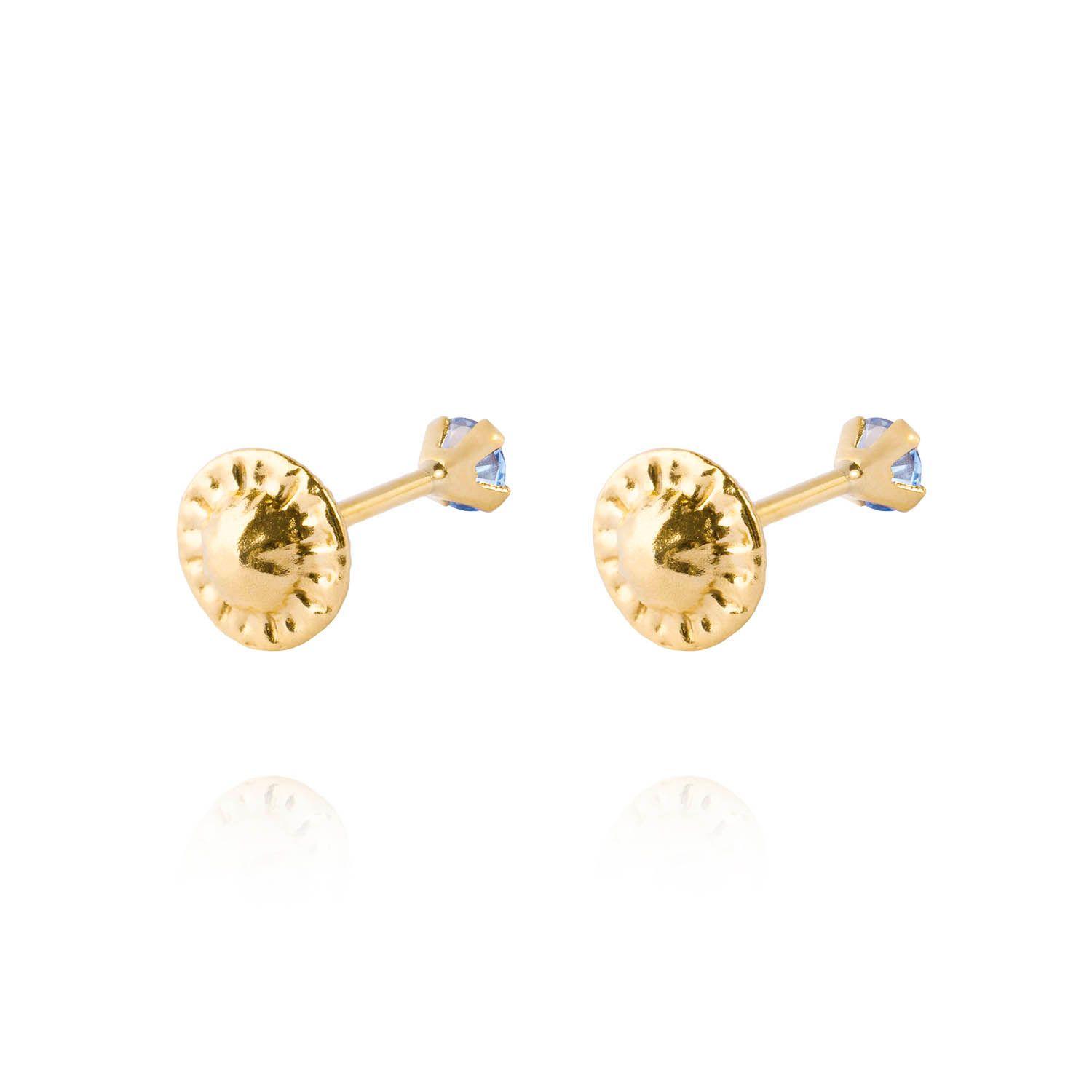 Aros de Oro 18kt Piedra de Agua Marina 2,5mm-2