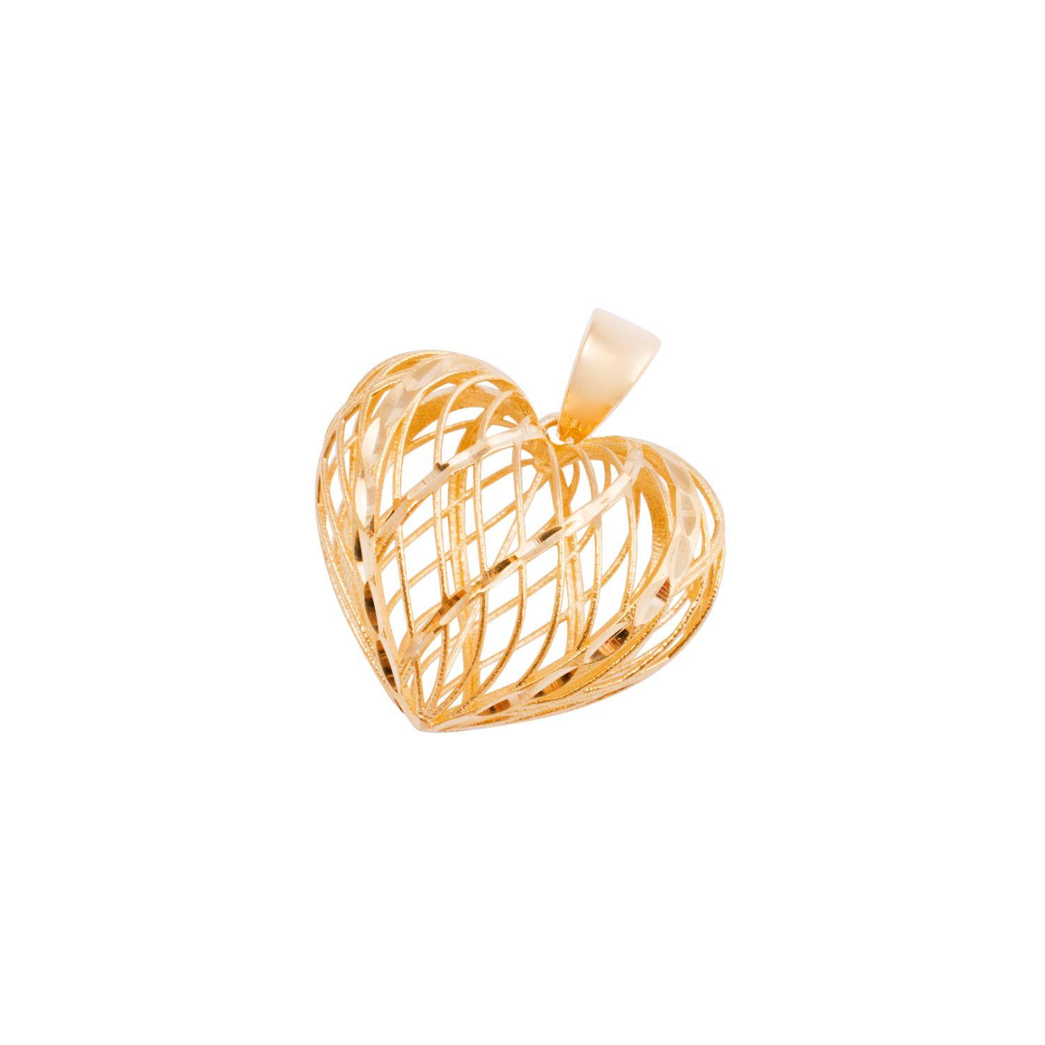 Colgante de Oro 18kt Corazón Enrejado-0