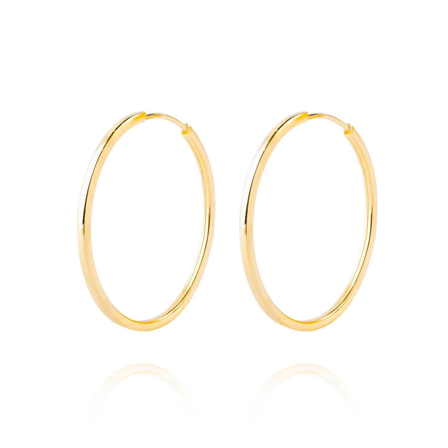 Aros de Oro 18kt Argollas Lisa tipo Tubulares-2