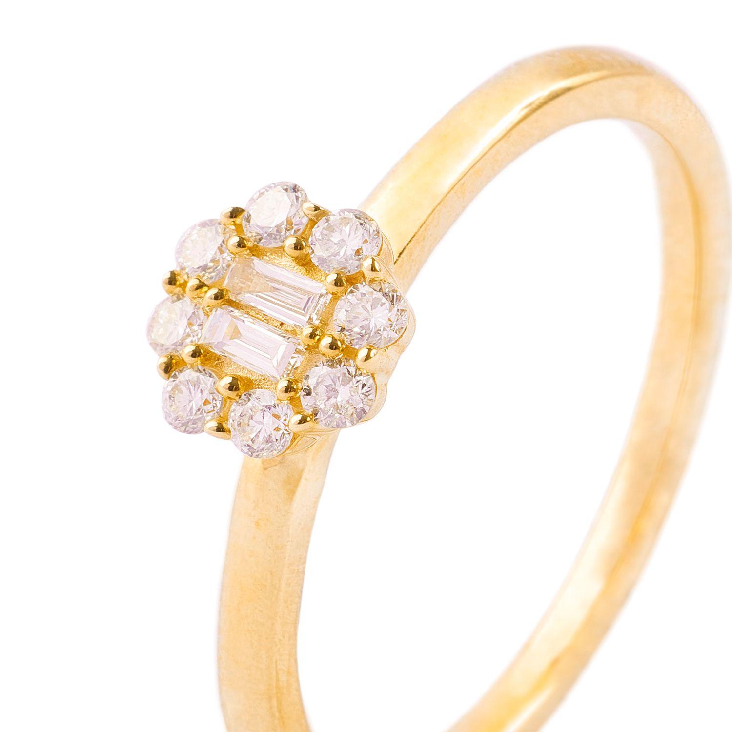 Anillo Oro Amarillo 18kt Roseta Diamantes 17 Pts-1