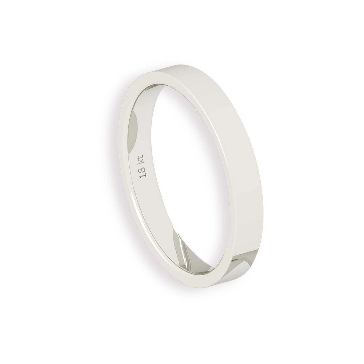 Argolla Matrimonio de Oro Blanco 18kt Tubo Ferrada de 3,5mm-2
