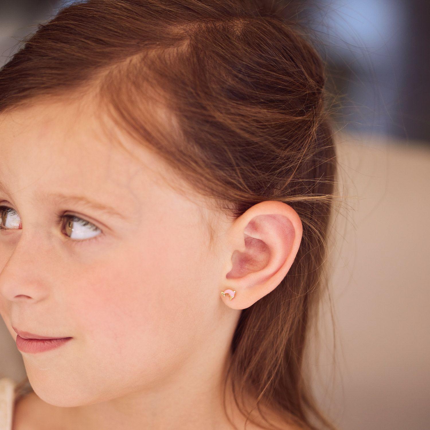 Aros de Oro 18kt Delfín Esmaltado-3