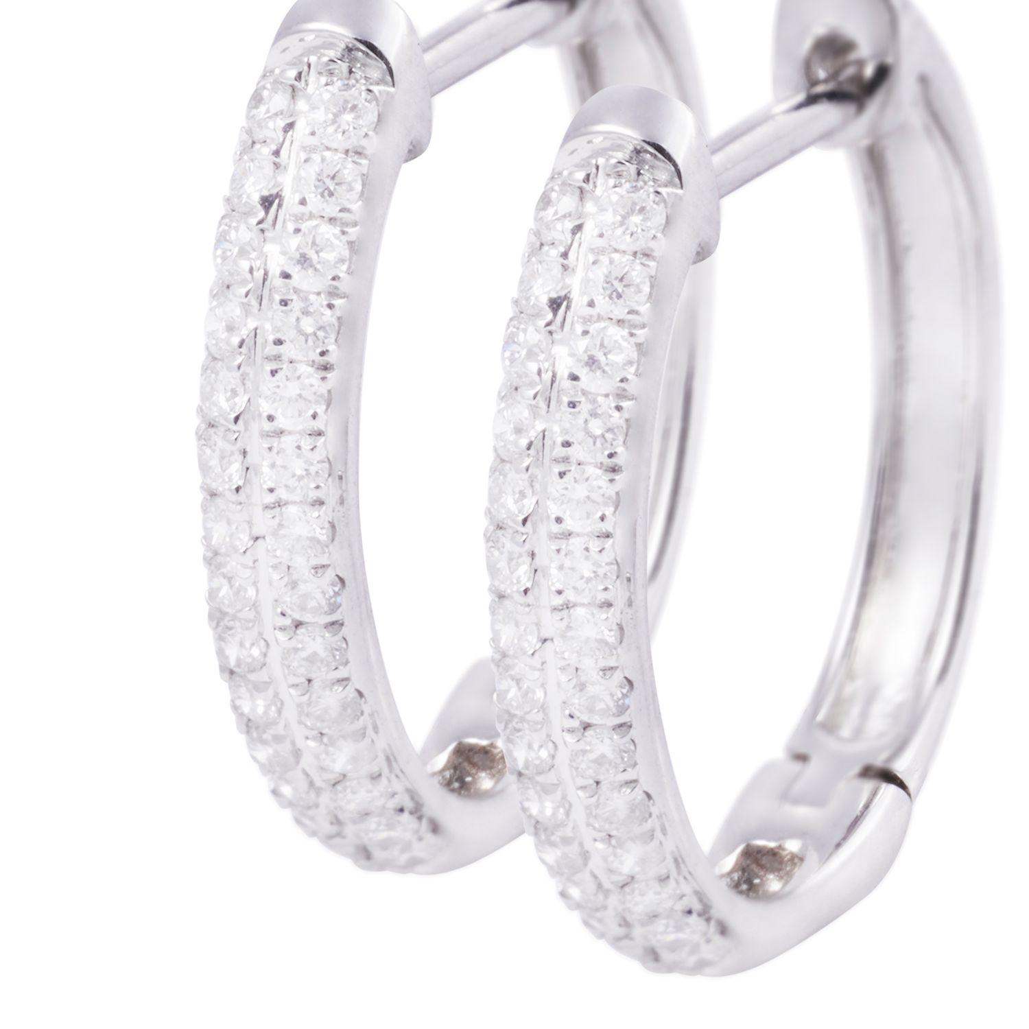 Aros de Oro 18 kt Argollas blancas 21 puntos de diamante-1