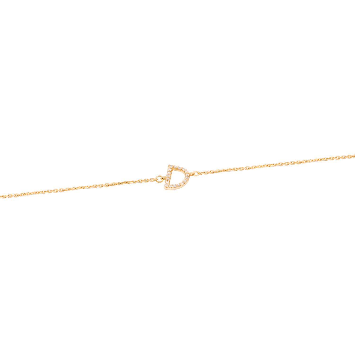 Pulsera de Oro Amarillo 18kt Letras D con Diamantes 7Pts-2
