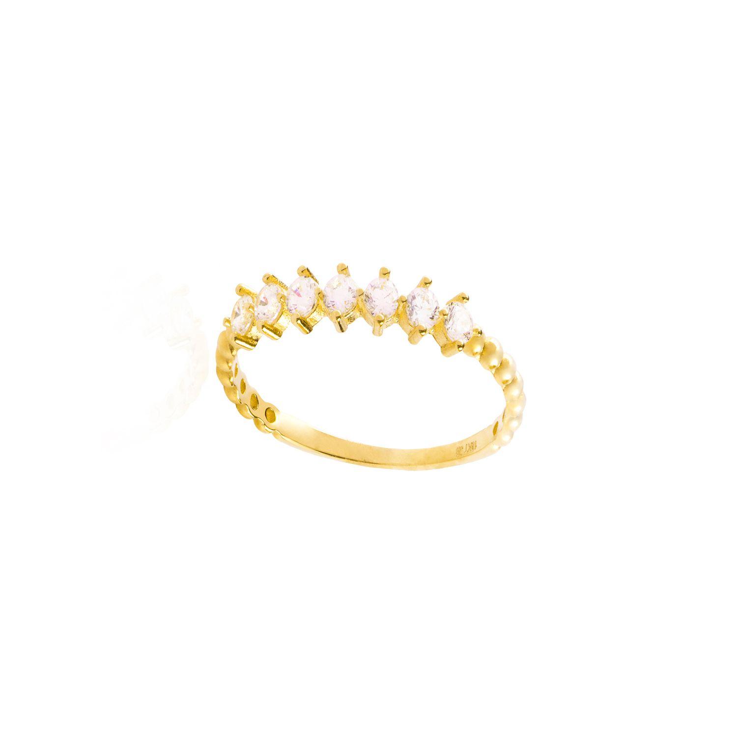 Anillo Oro Amarillo 14kt Tiara Siete Circonitas 2MM-2