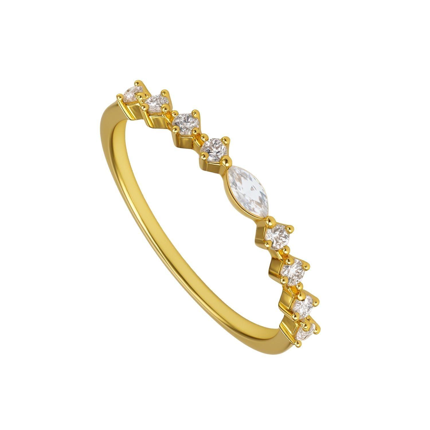 Anillo Revestido en Oro 18kt Marquise Central con Circonita-2