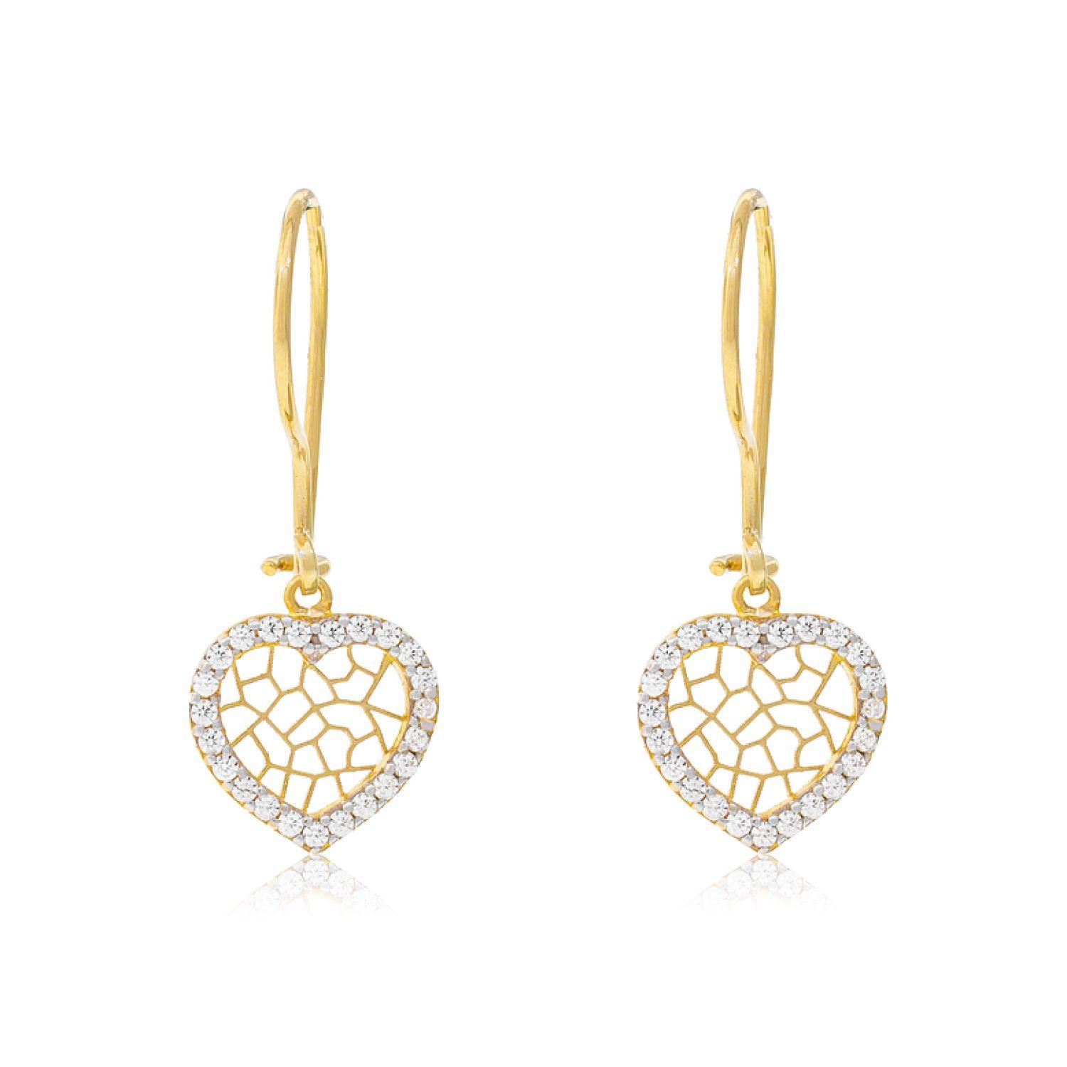 Aros de Oro 18kt Corazón Filigrana Circonita-0