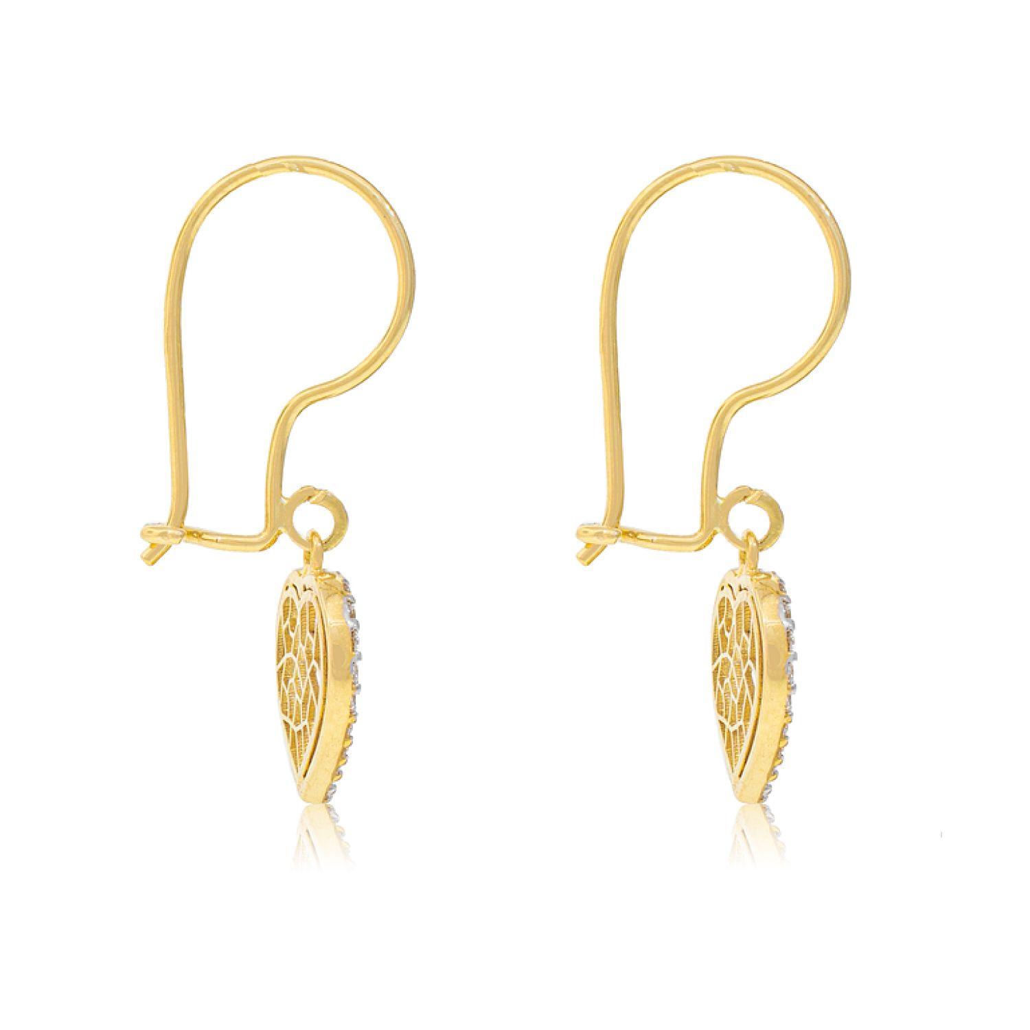 Aros de Oro 18kt Corazón Filigrana Circonita-1