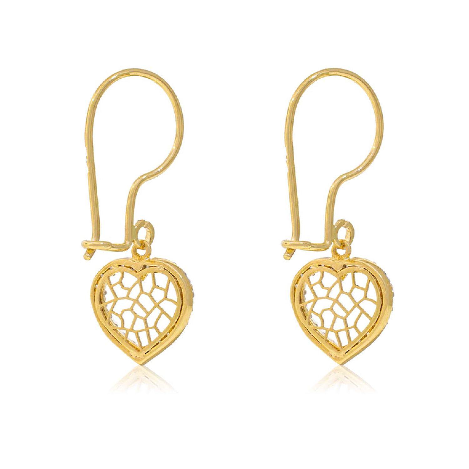 Aros de Oro 18kt Corazón Filigrana Circonita-2