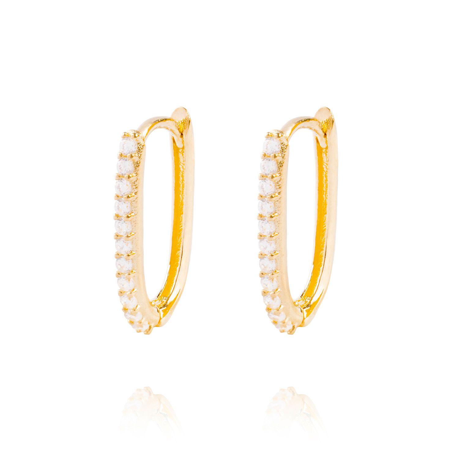 Aros de Oro 18kt Eslabón Circón-0