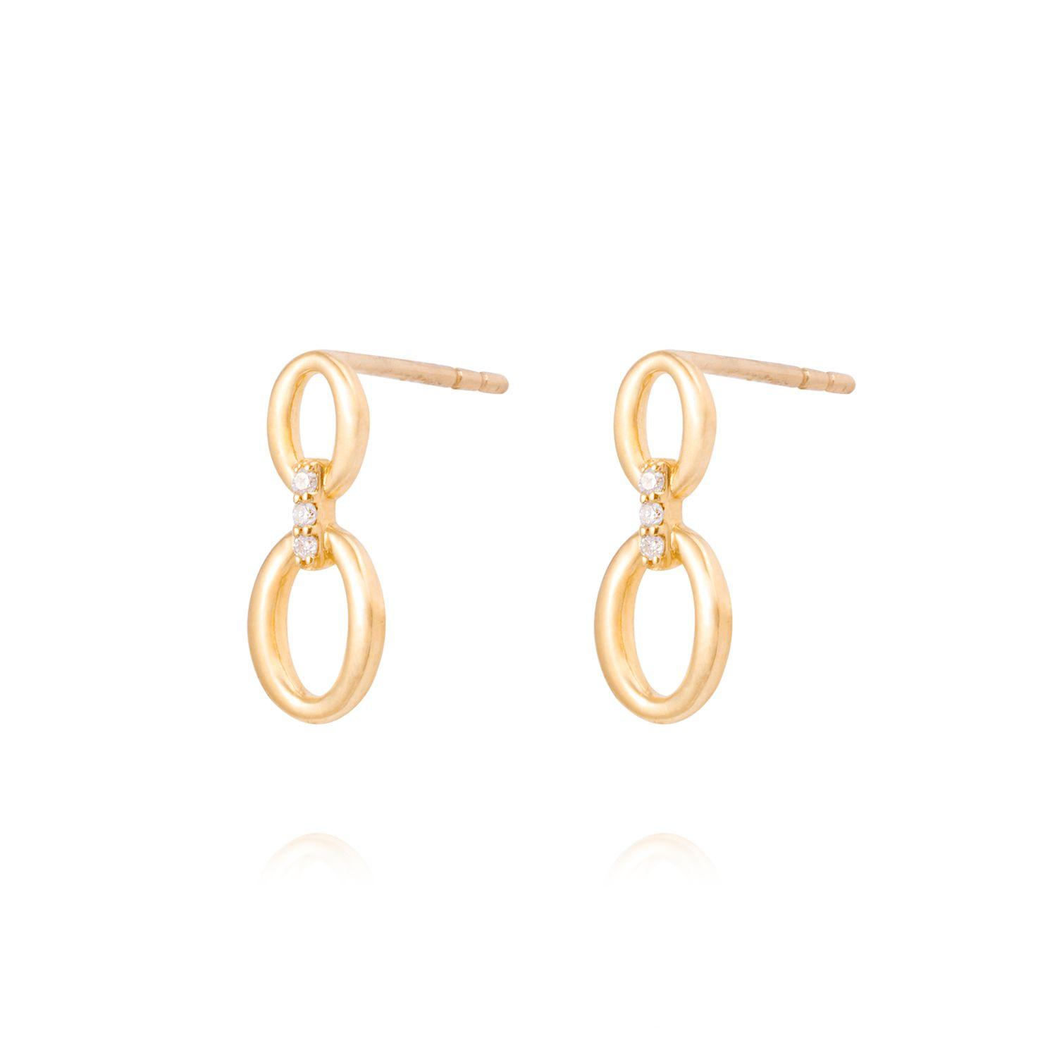 Aros de Oro 18kt Eslabón con diamantes-1