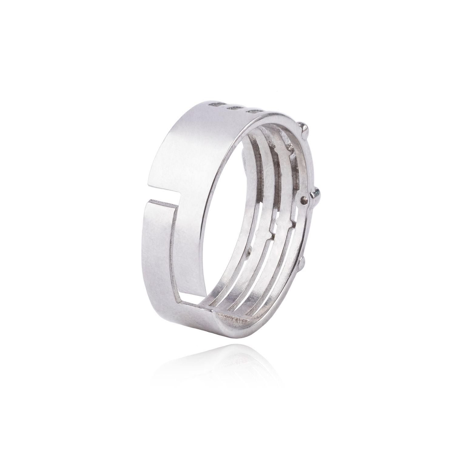 Anillo de Plata Esterlina 925 Corazón y Líneas-2