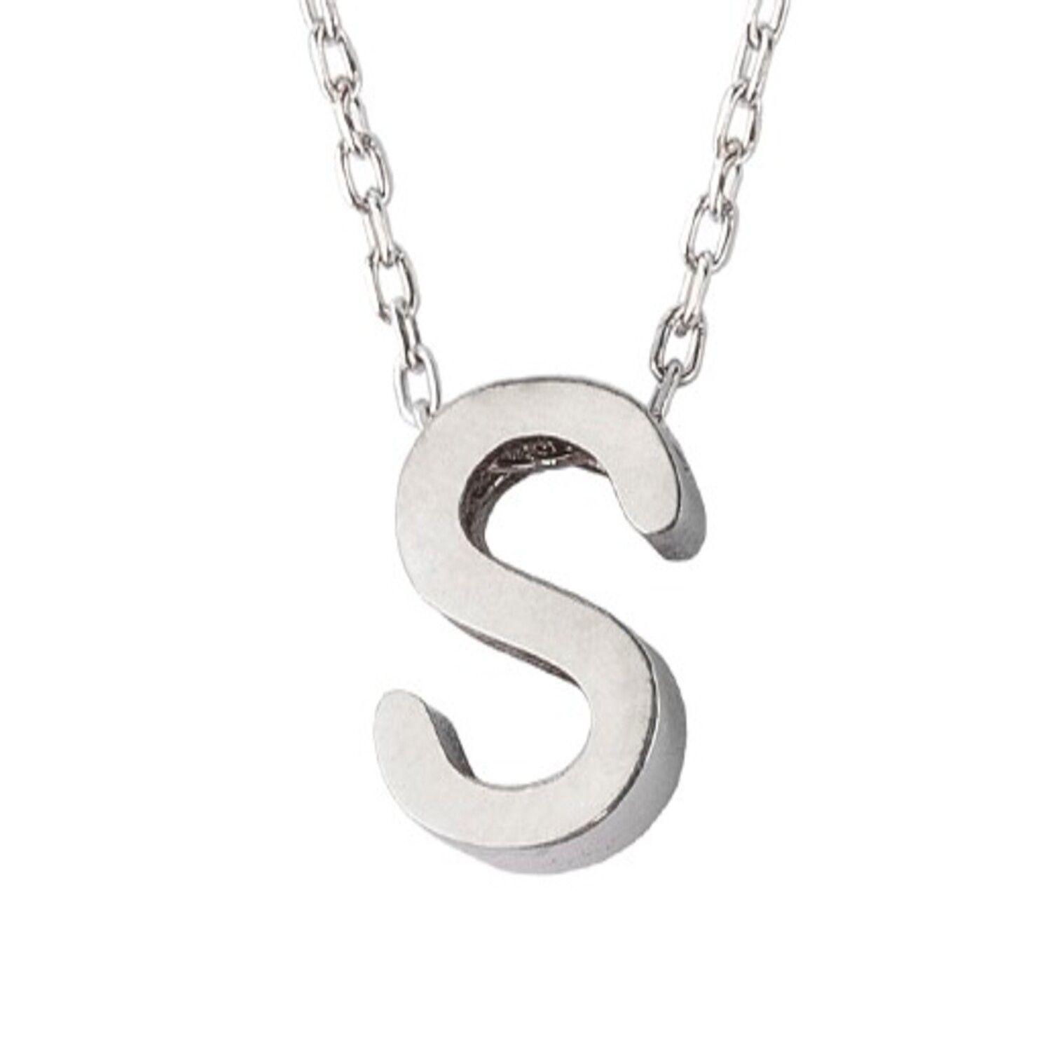 Collar de Plata Esterlina 925 Letra S-2