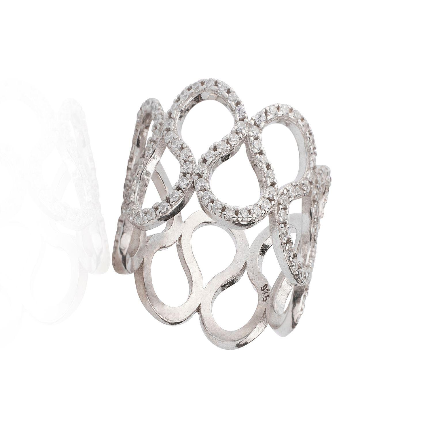 Anillo de Plata Esterlina 925 Ondas Circon-1