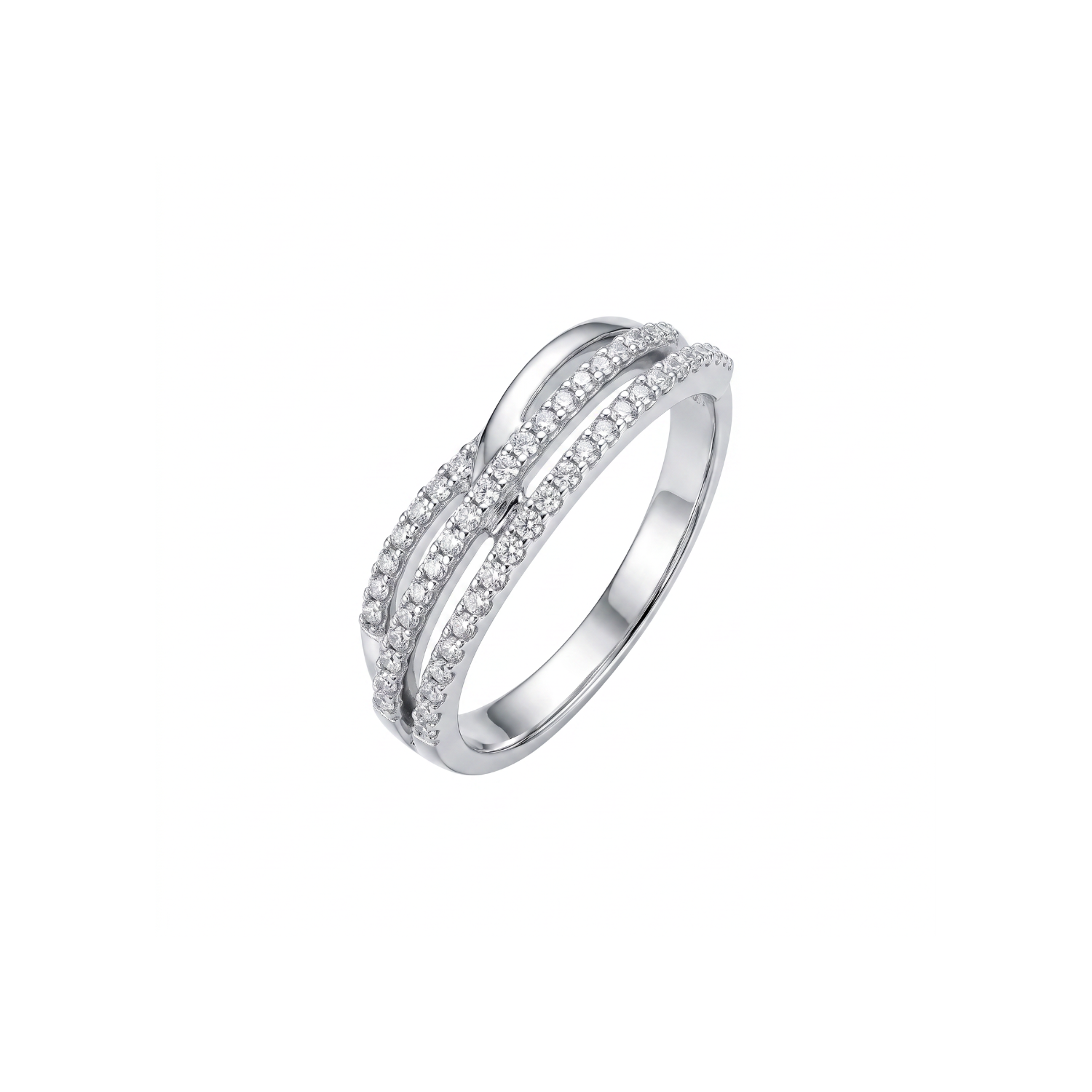 Anillo de Plata Esterlina 925 Entrelazado Circon-0