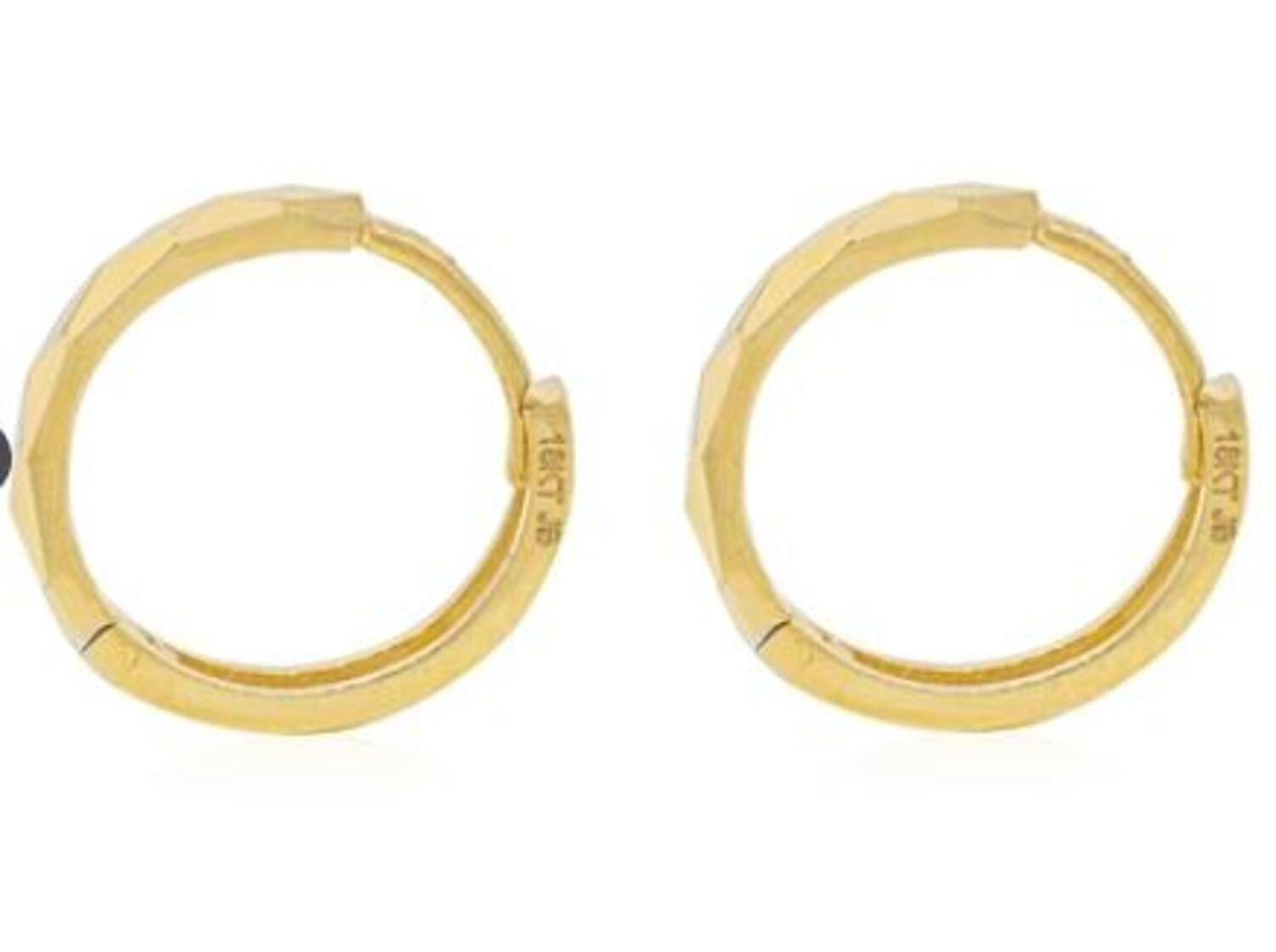 Aros de Oro 18kt Argolla  Facetada 10 mm-1