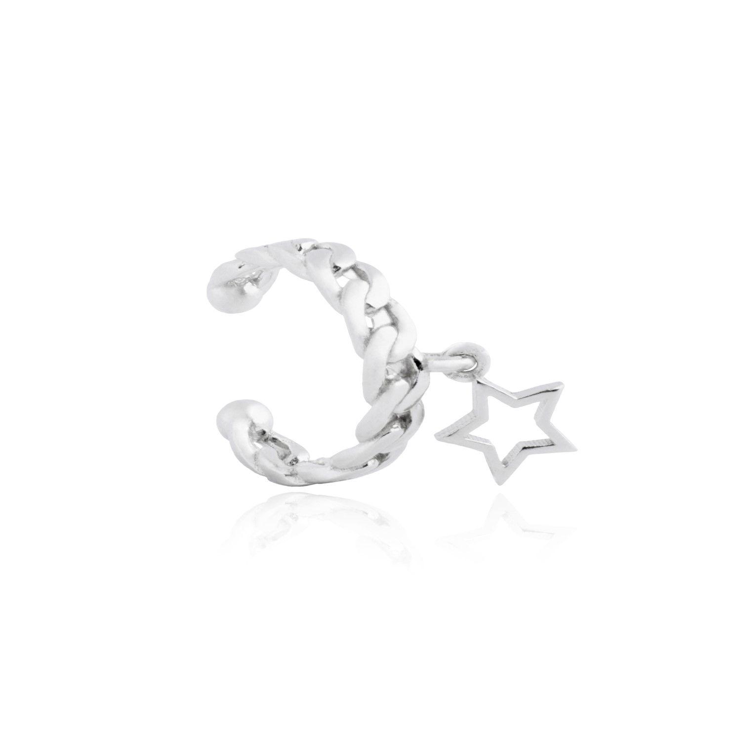 Aros de Plata Esterlina 925 Estrella Indivual Encadenada-2