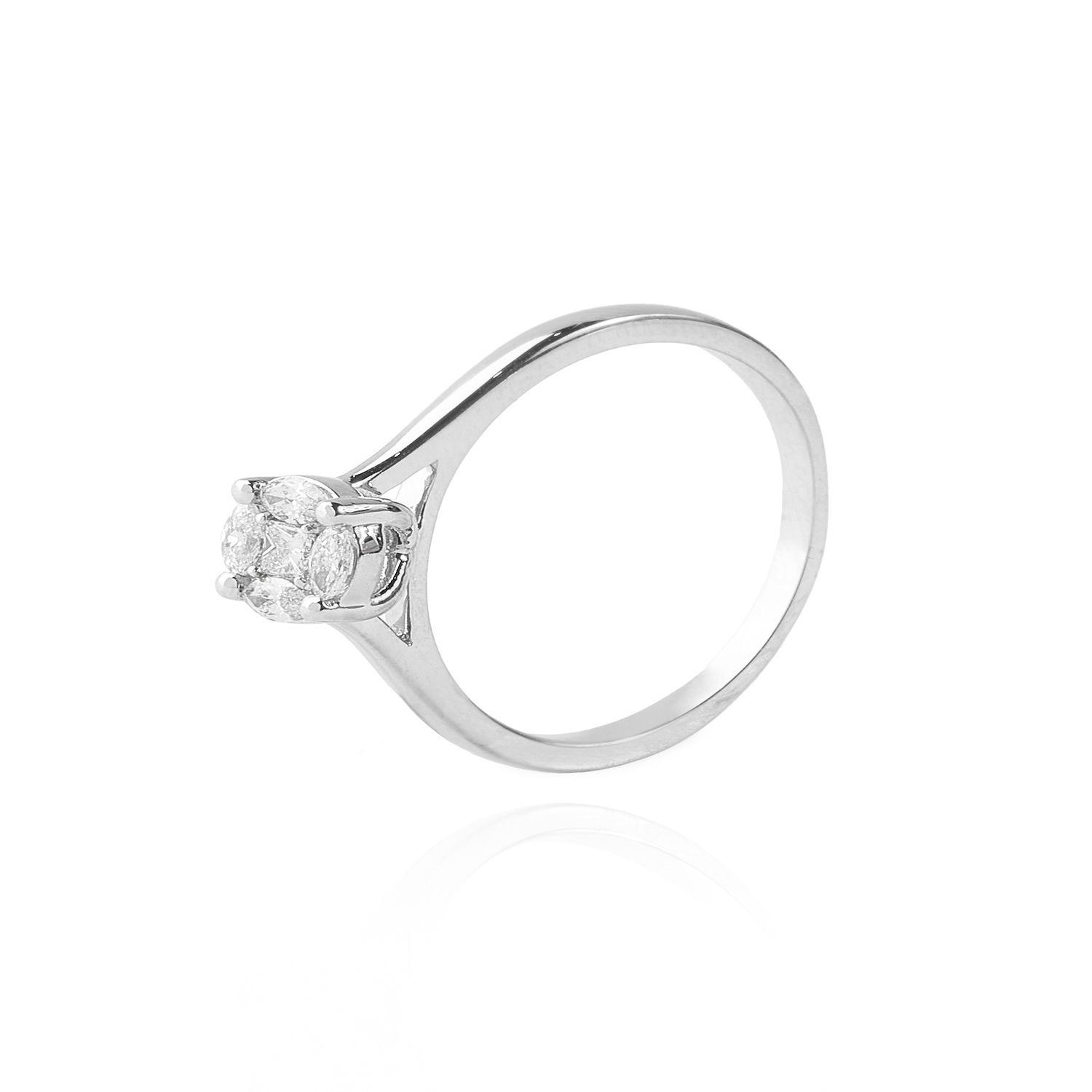 Anillo Oro Blanco 18kt Diamantes 22 Pts Corte Brillante SI/H-0