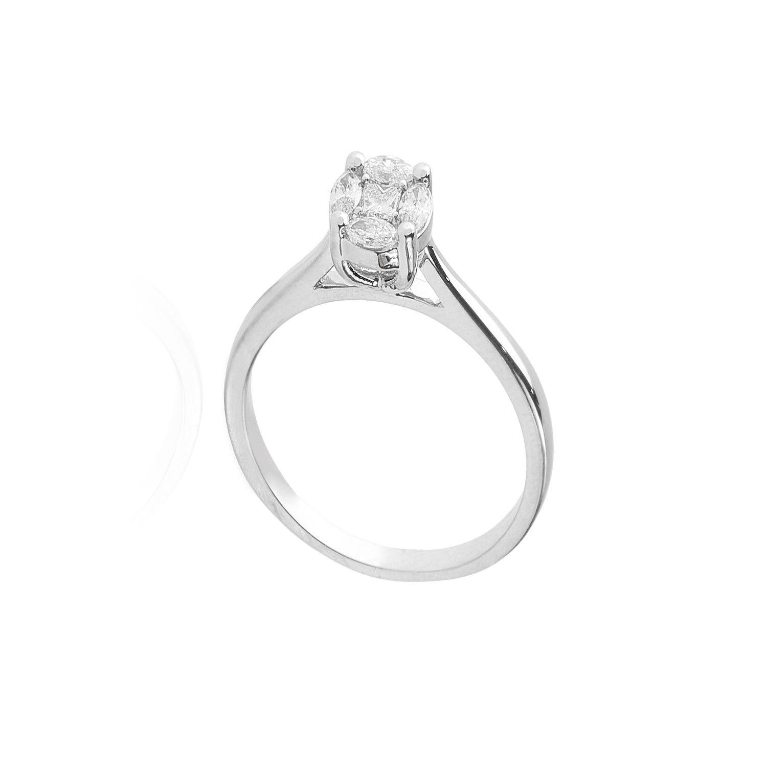 Anillo Oro Blanco 18kt Diamantes 22 Pts Corte Brillante SI/H-2