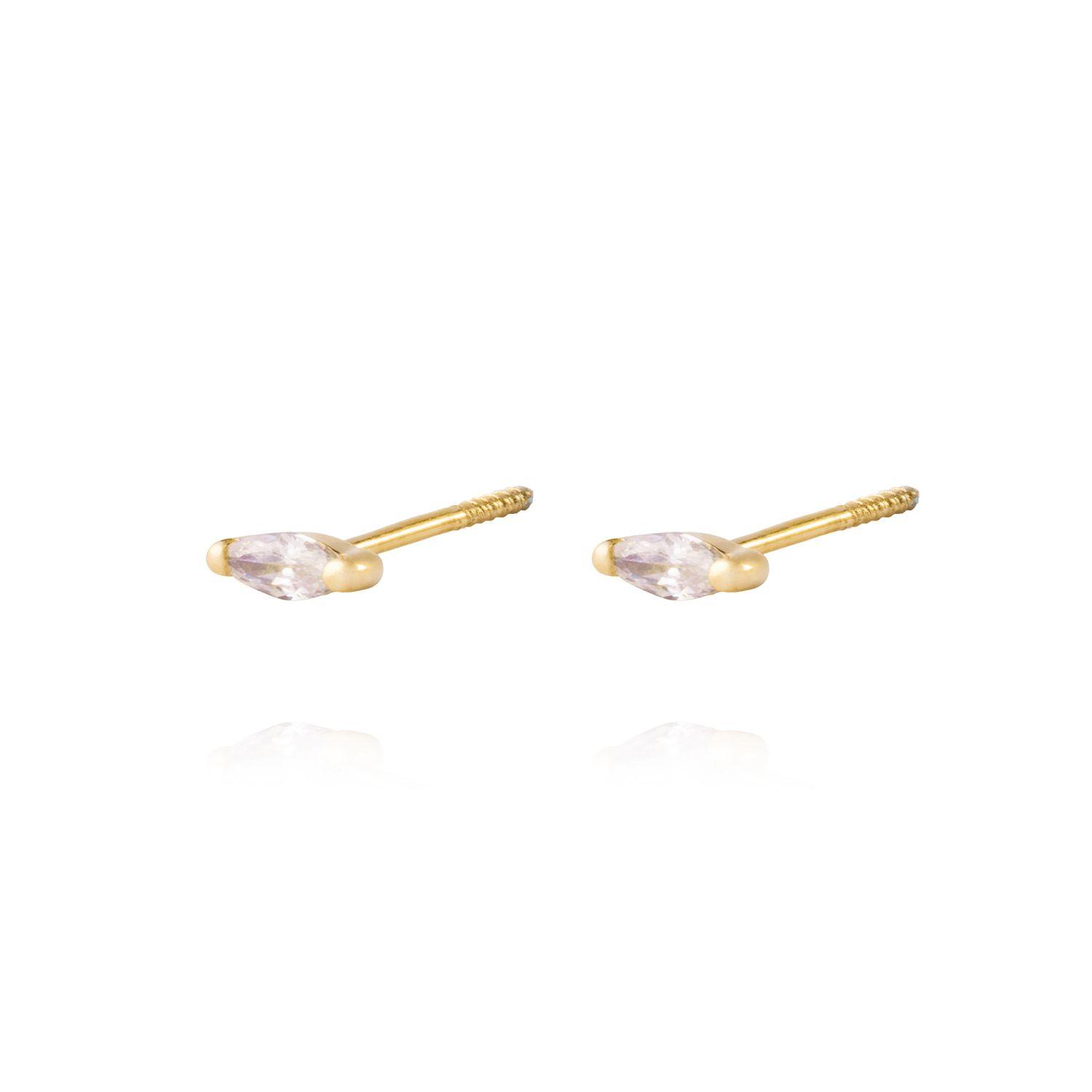 Aros de Oro 18kt Pepita de Circon 4mm-1