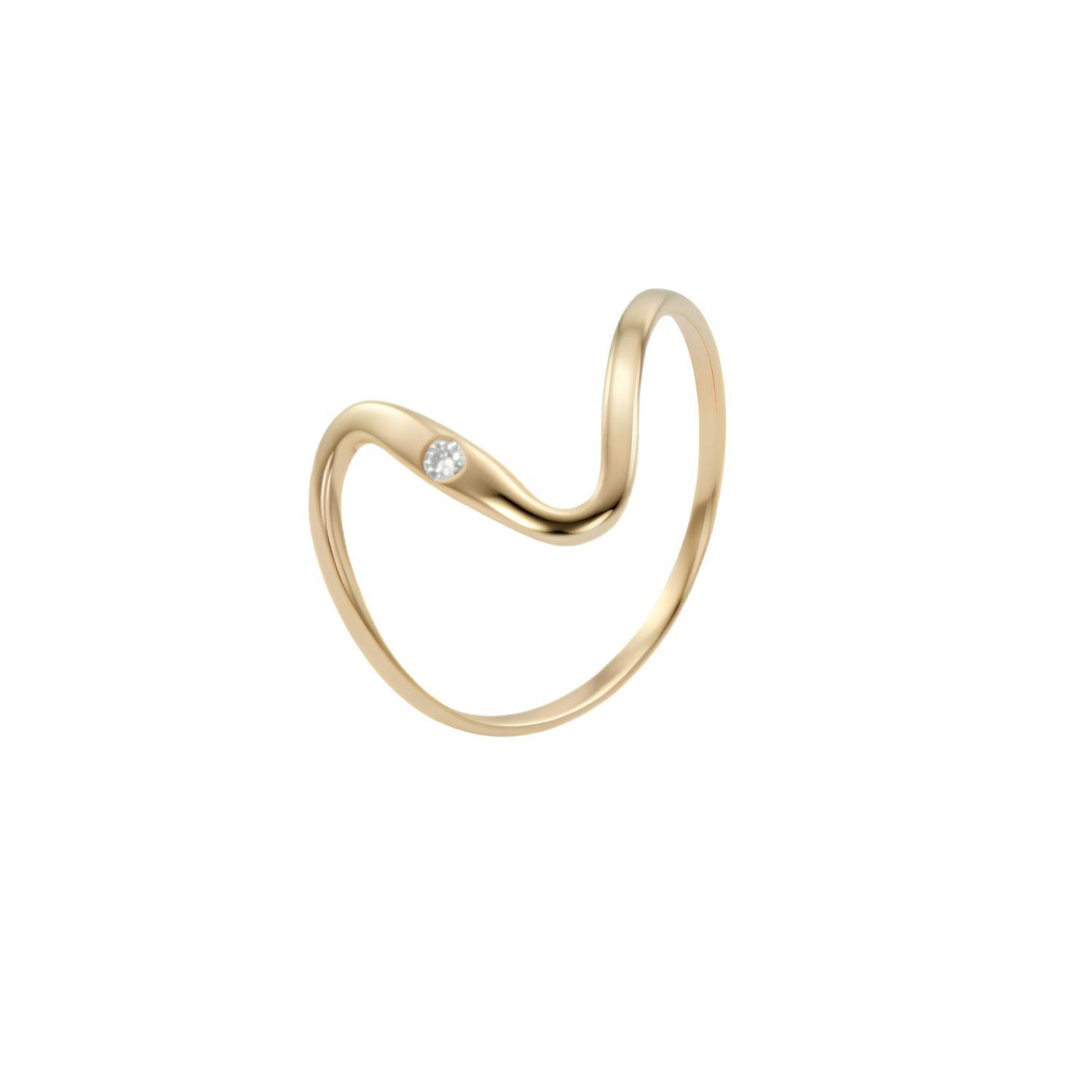 Anillo Oro Miel 18kt Ola Contemporánea-0