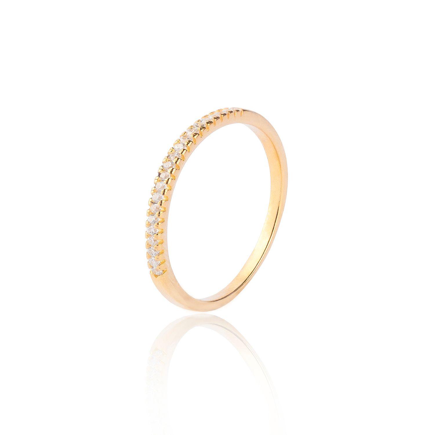 Anillo de Plata Esterlina 925 Medio Cintillo Revestido en Oro 18kt-0