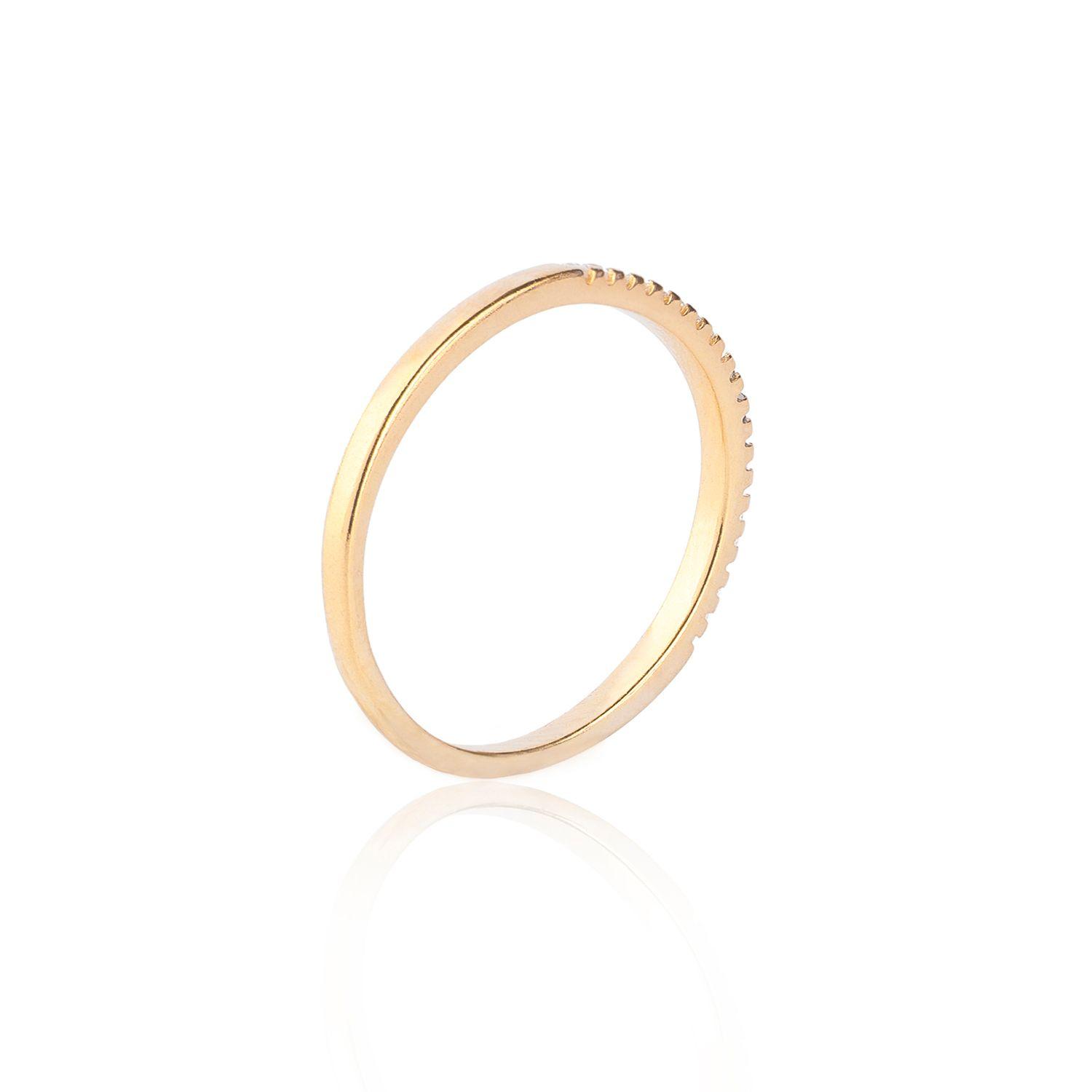 Anillo de Plata Esterlina 925 Medio Cintillo Revestido en Oro 18kt-1