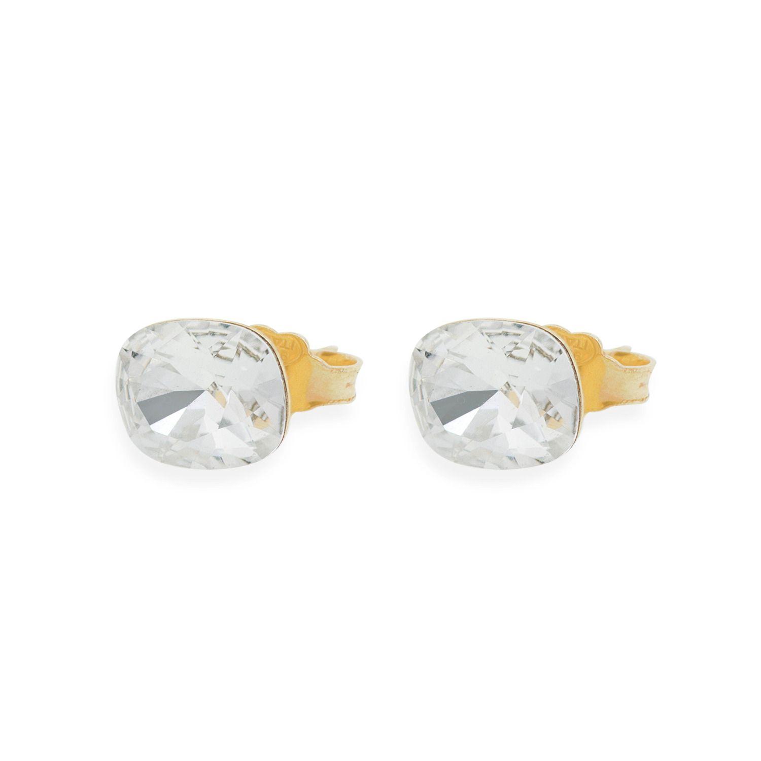 Aros Plata Esterlina 925 Botón Circon Revestido en Oro 18kt-2