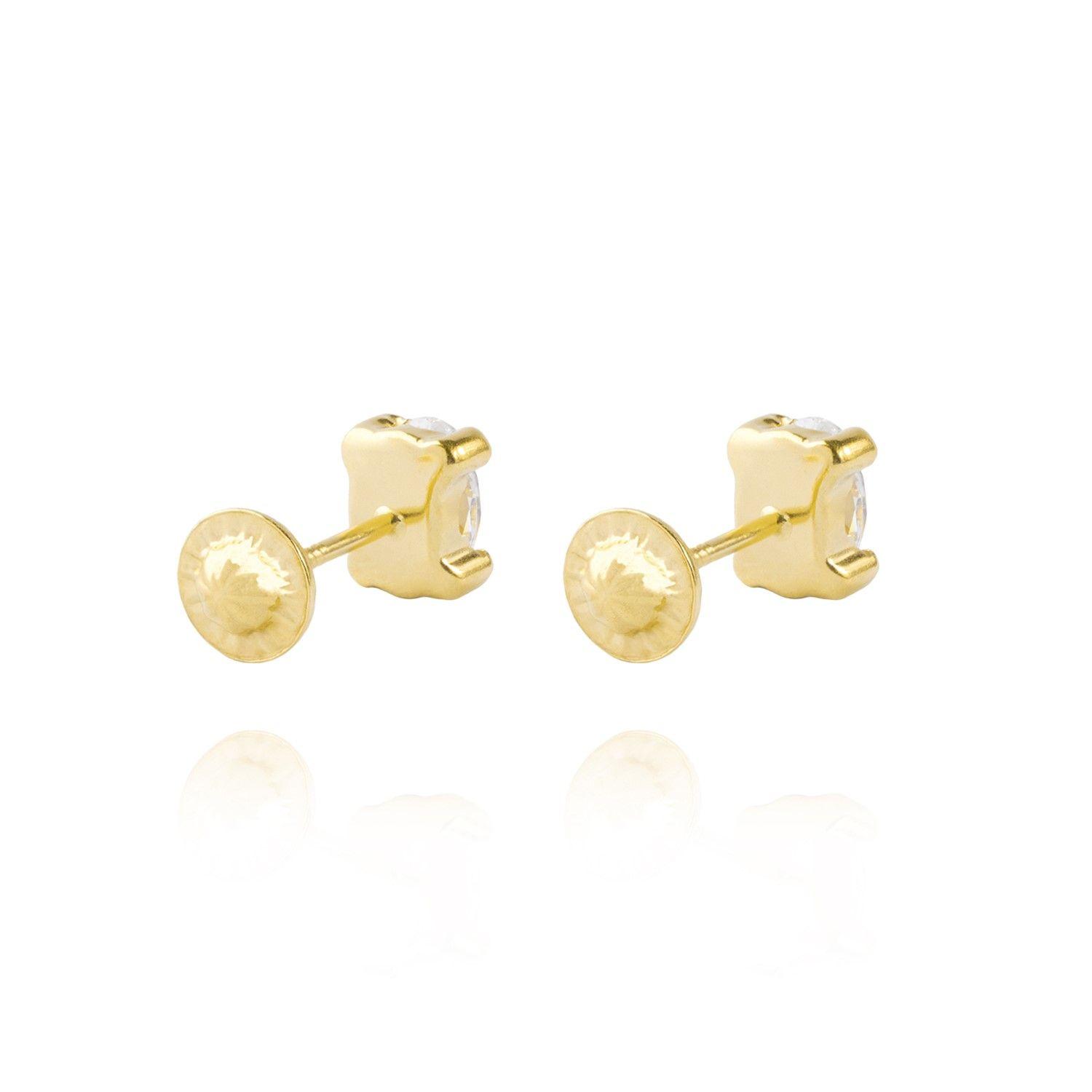 Aros de Oro 18kt Circón Ovalado 6 mm por 4 mm-1