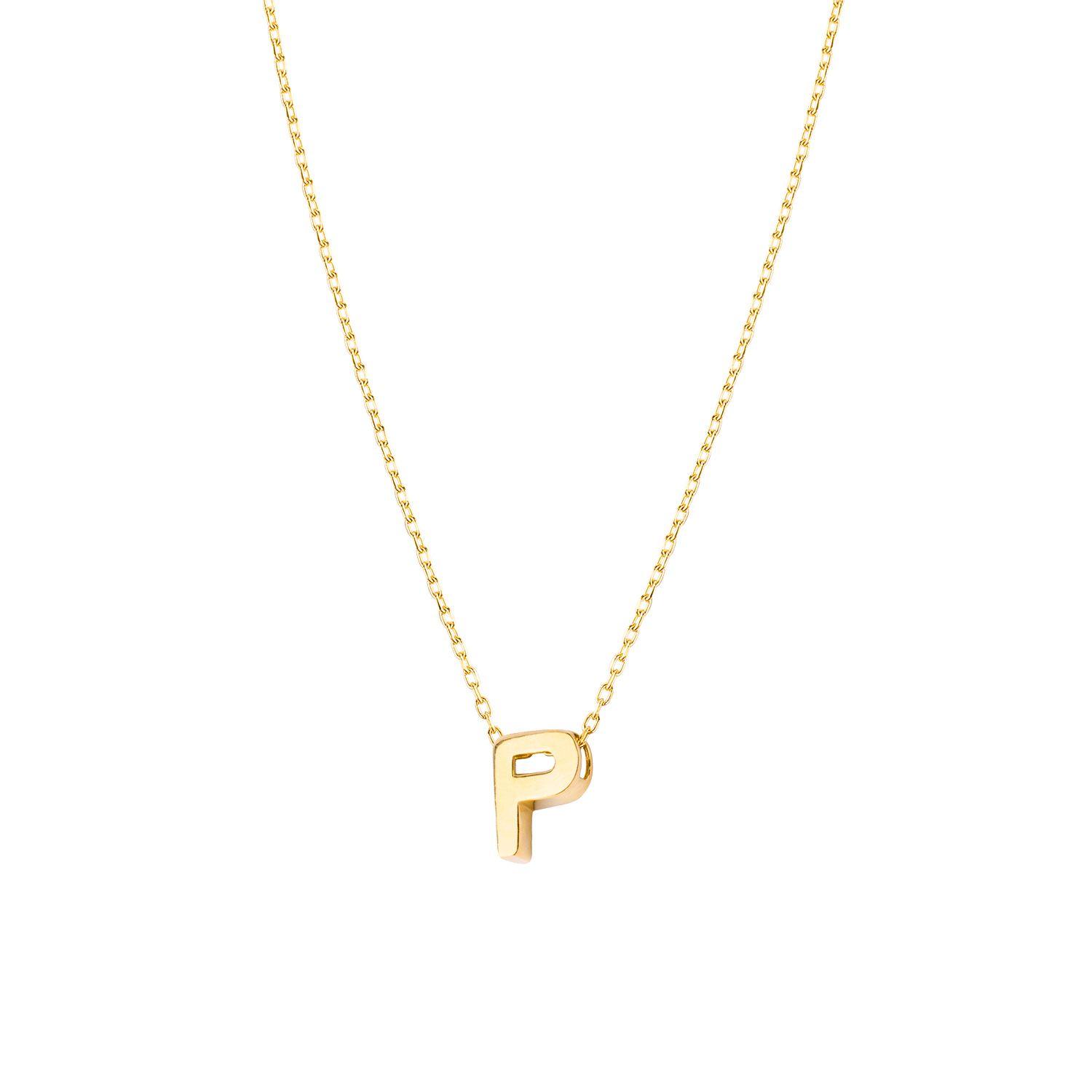 Collar de Oro 18kt Letra P-1