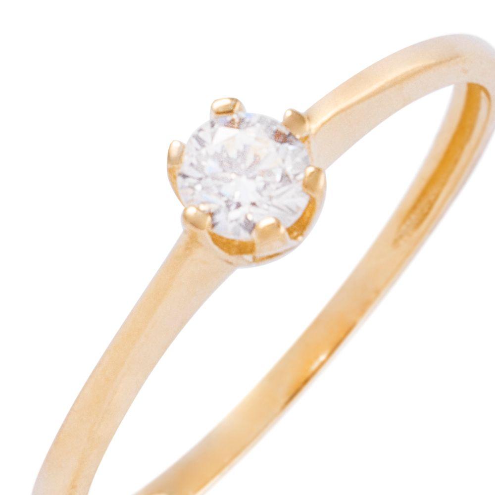 Anillo Compromiso de Oro 18Kt Solitario Circón 6 grifas-0