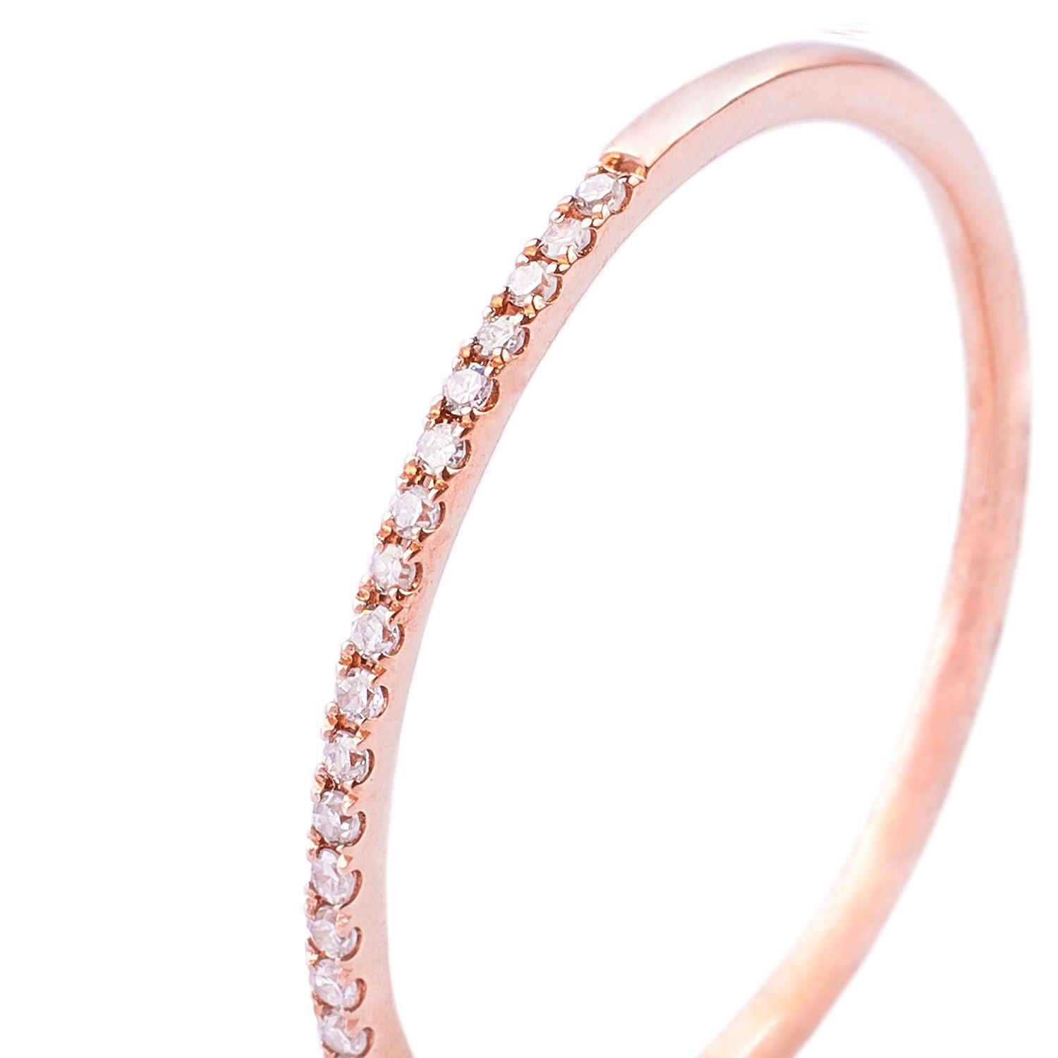 Anillo Oro Rosado 18kt Riel Diamantes 8Pts-1