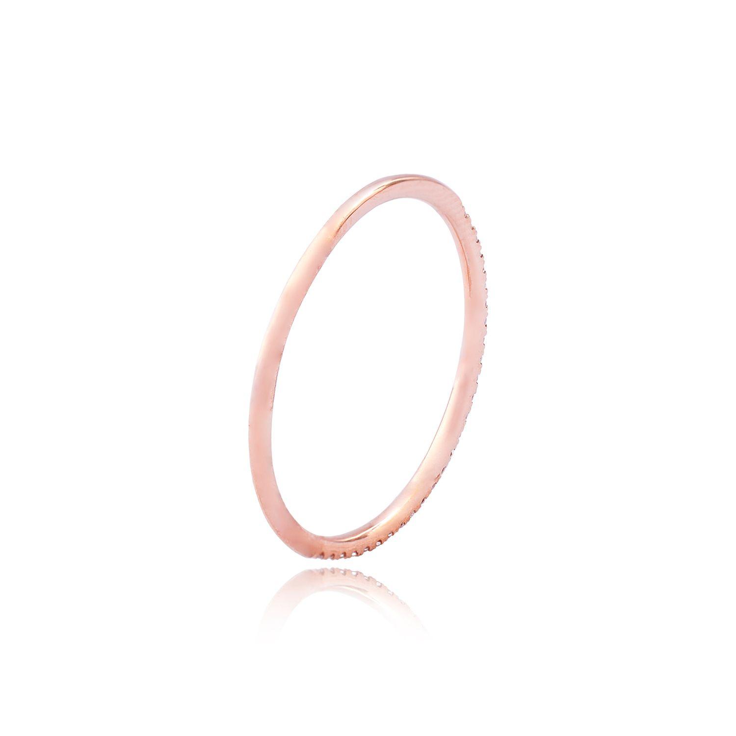 Anillo Oro Rosado 18kt Riel Diamantes 8Pts-2
