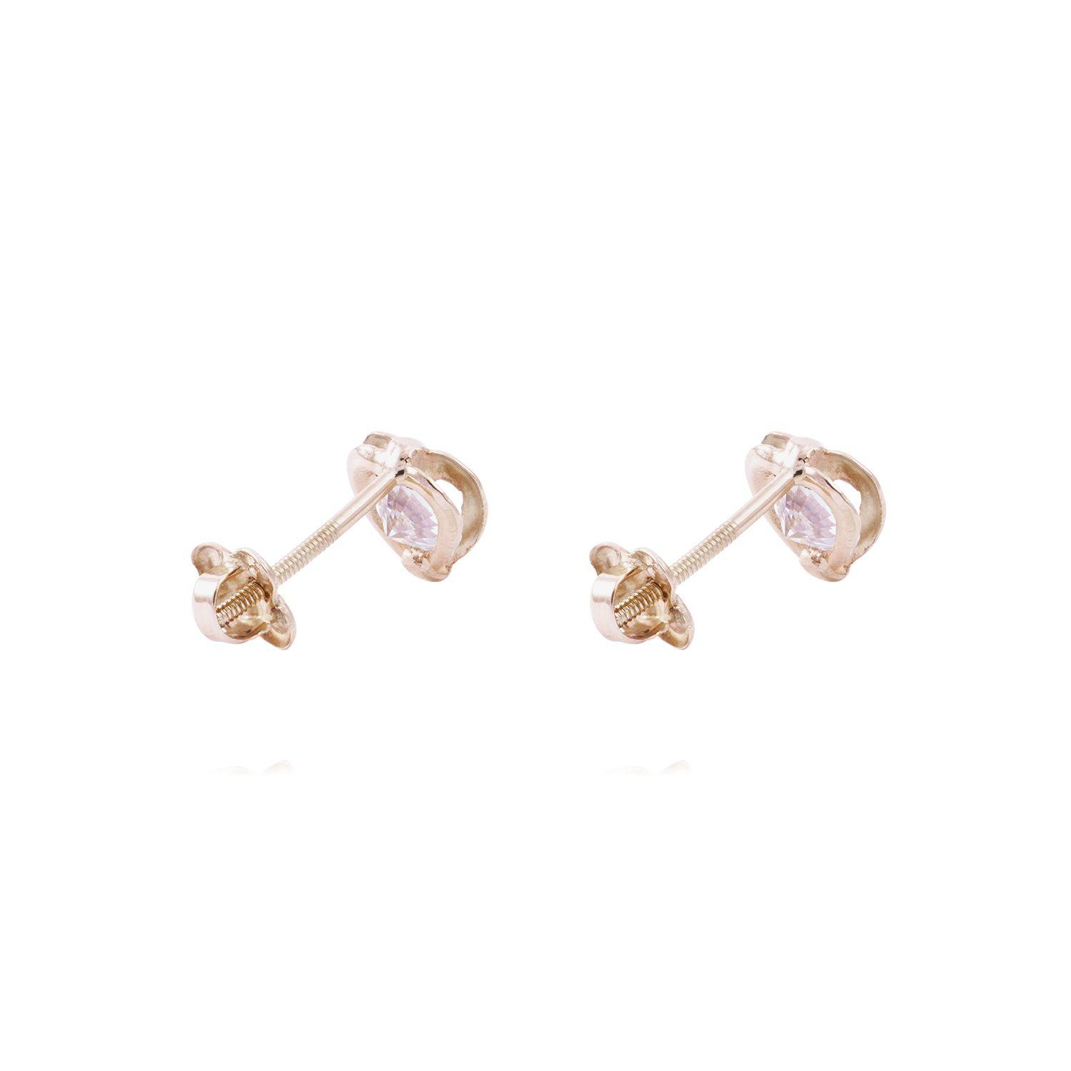 Aros Oro Miel 18kt Corazón Circonita-2