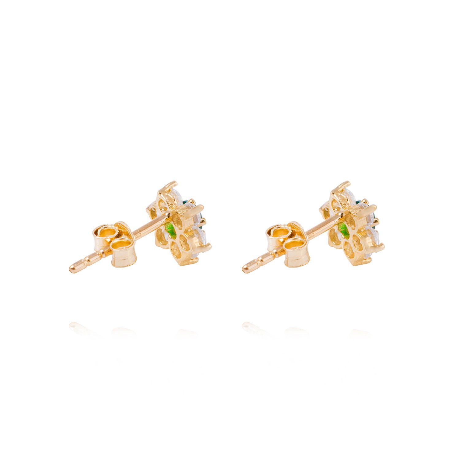 Aros de Oro 18kt Roseta Circonita-Esmeralda-2