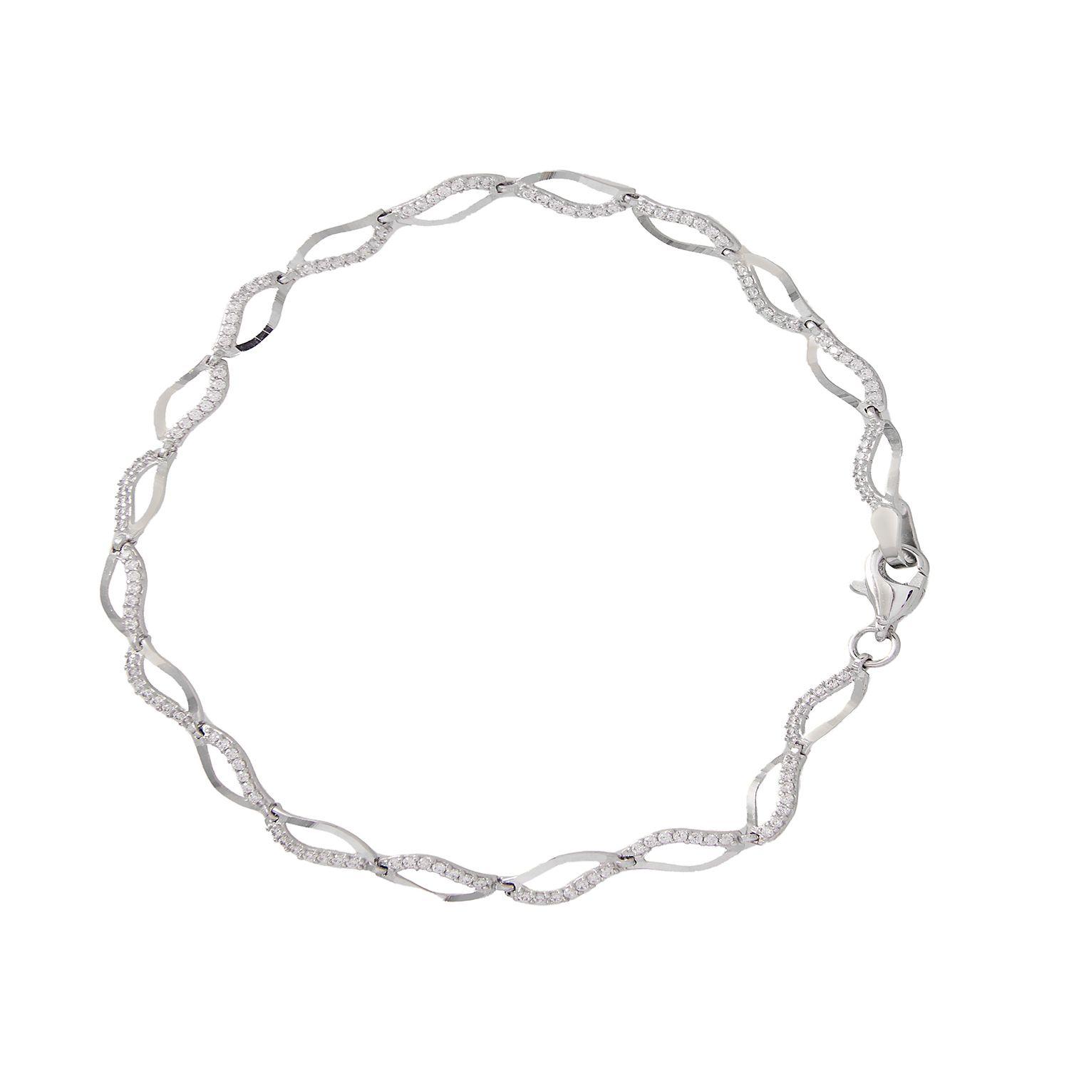 Pulsera de Oro 18kt Ondas Circon-0
